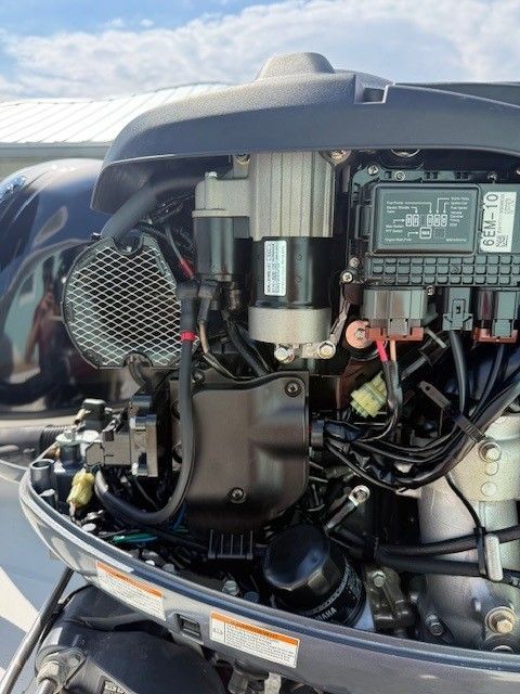 Close-up of a 2020 Nautic 203SC boat engine.