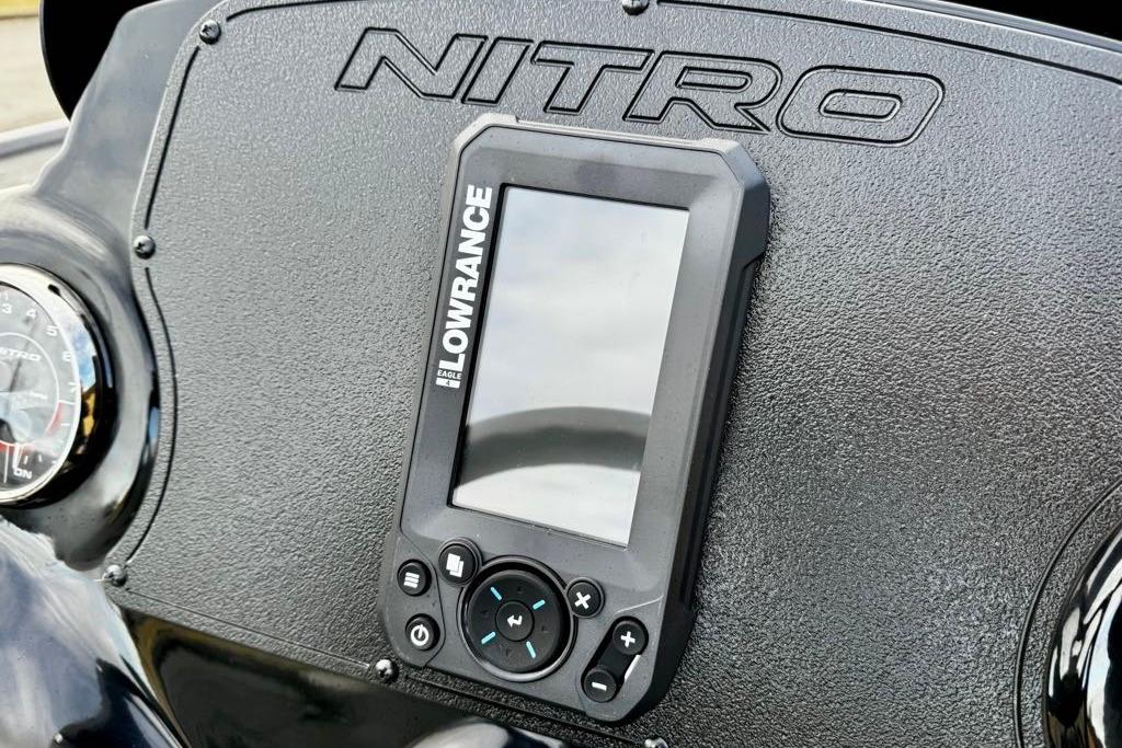 Dashboard of 2026 Nitro Z17 boat with Lowrance display.