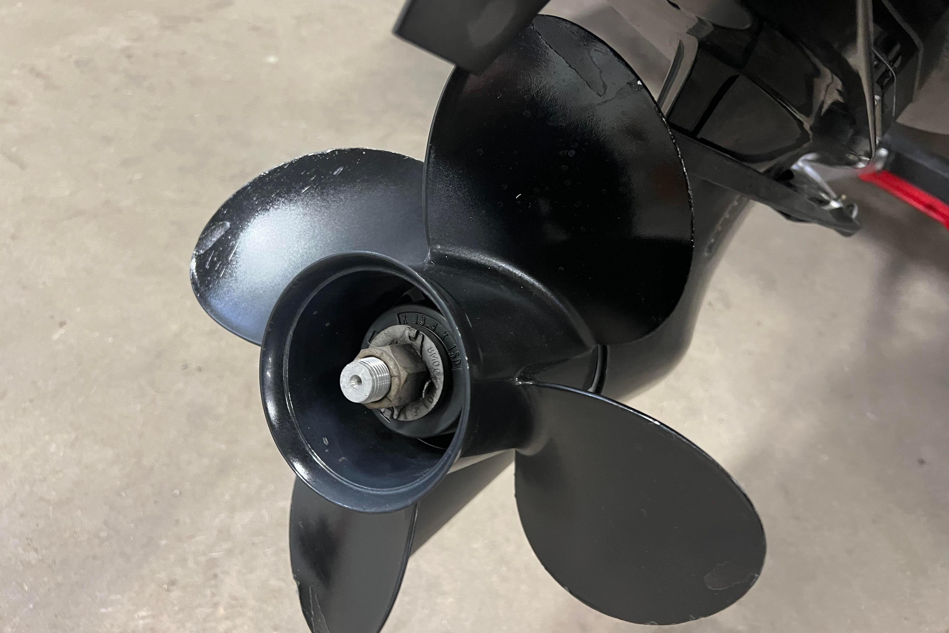 Propeller of 2022 Tracker Pro Guide V-16 WT boat, close-up view.