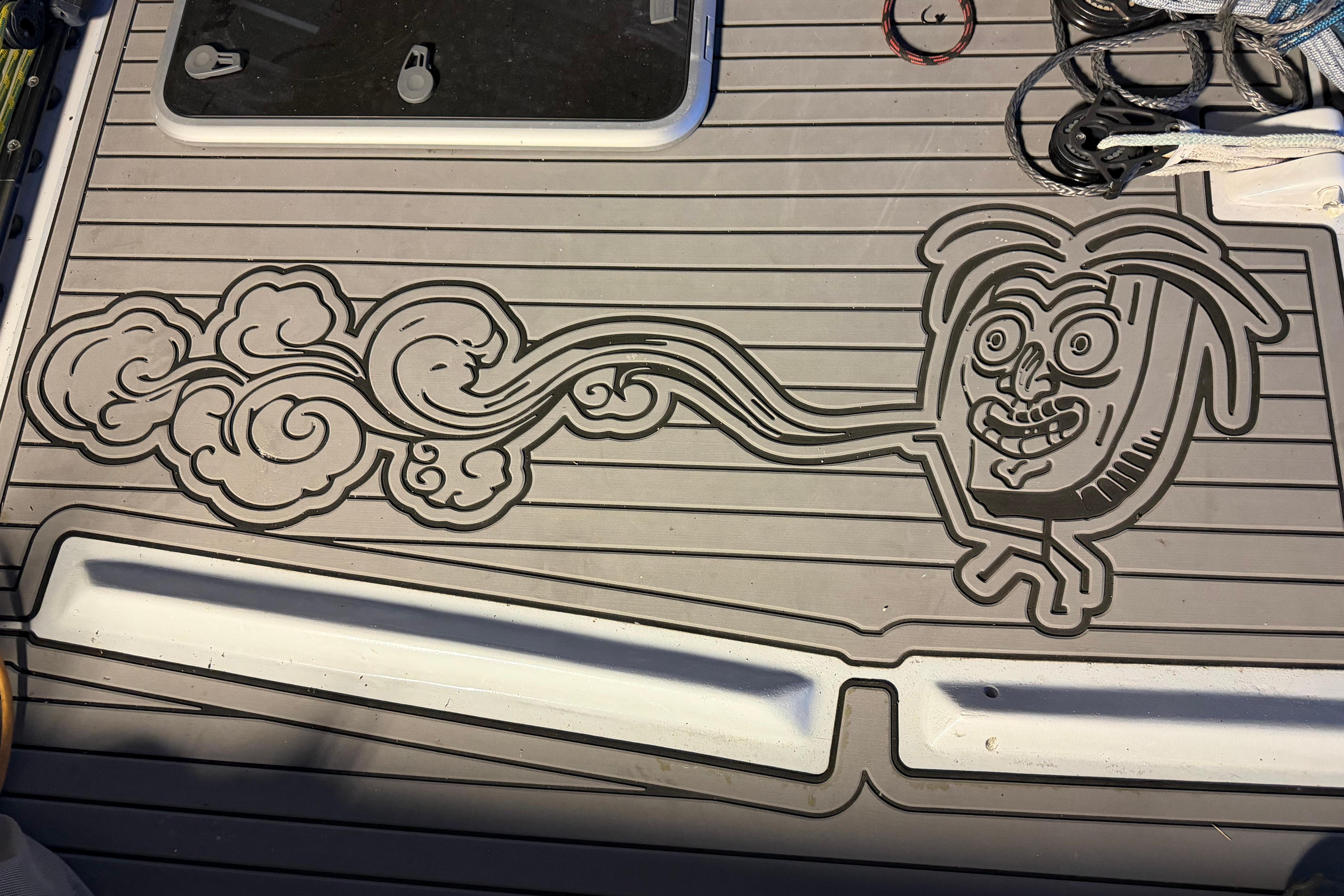Artwork on the deck of an Andrews 63 boat, year 1989.