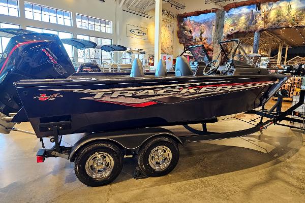 2023 Tracker Targa V-18 WT boat on display in showroom.