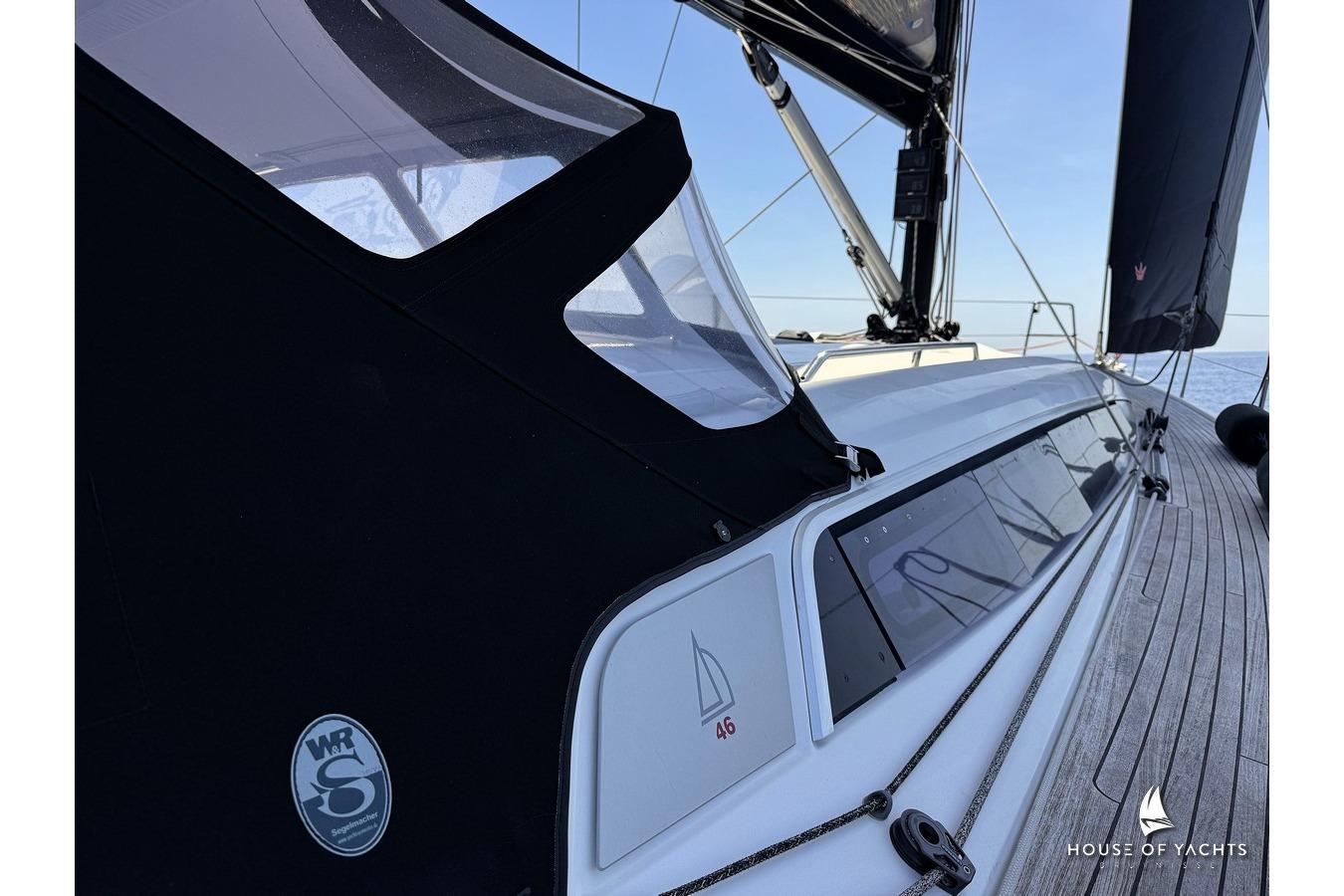 2015 Dehler 46 Competition yacht deck with sleek design and modern features.