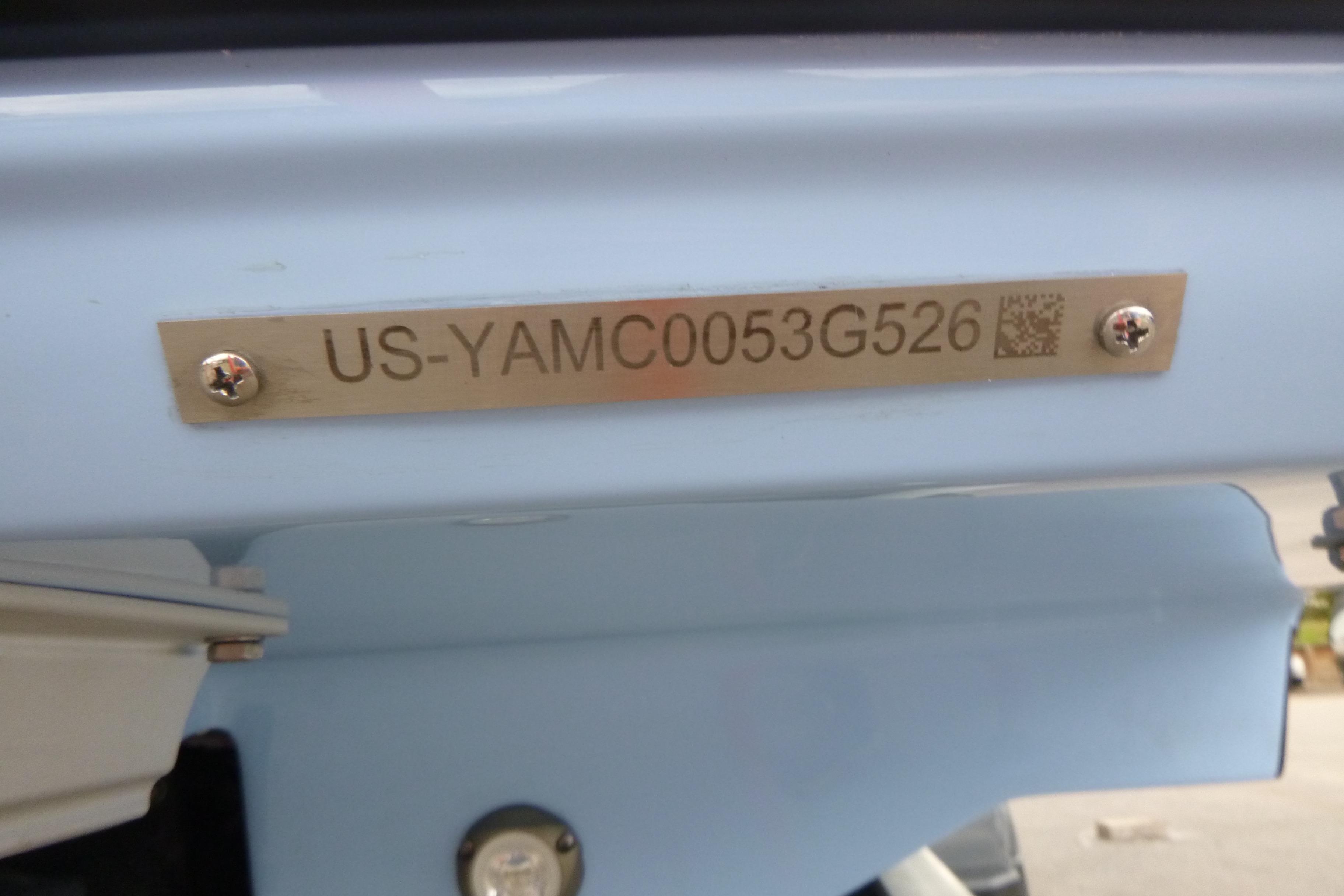 Yamaha Boats 255 FSH Sport H 2026 identification plate with serial number.