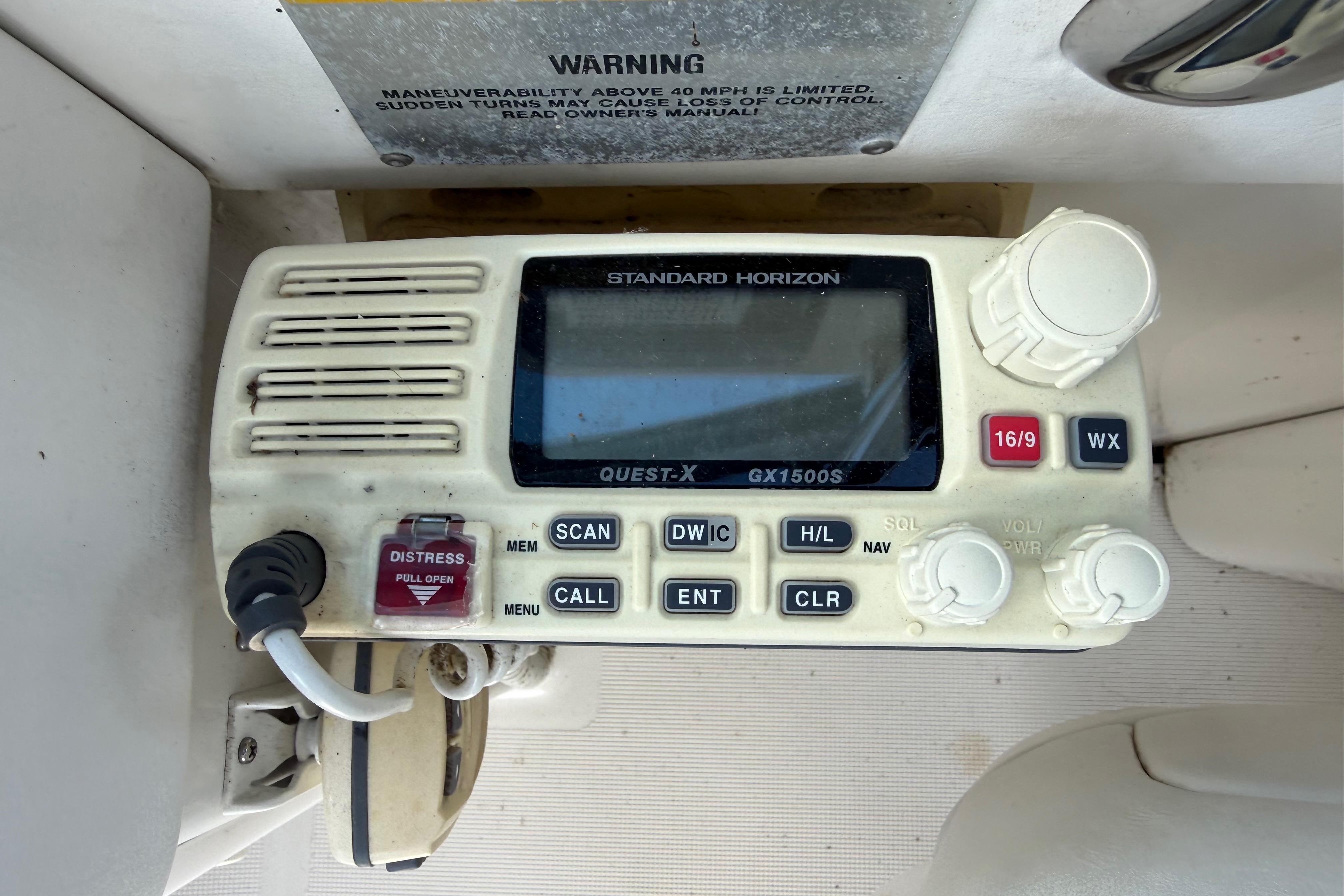 Standard Horizon GX1500S radio on 1999 Formula 34 Performance Cruiser boat.