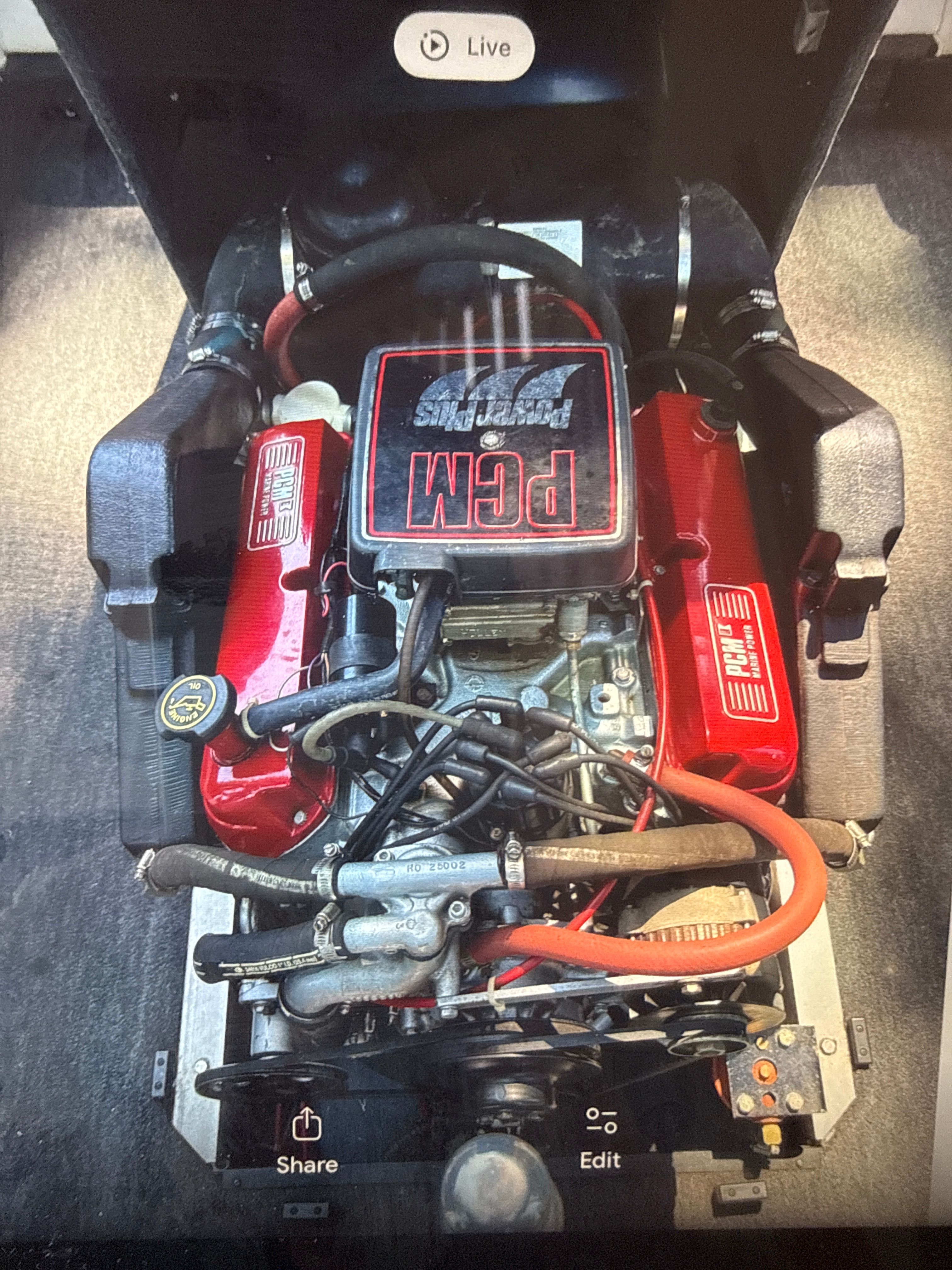 1990 Correct Craft Ski Nautique engine with PCM cover.