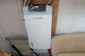 Inverter installed in a 2008 Ranger 25 interior.
