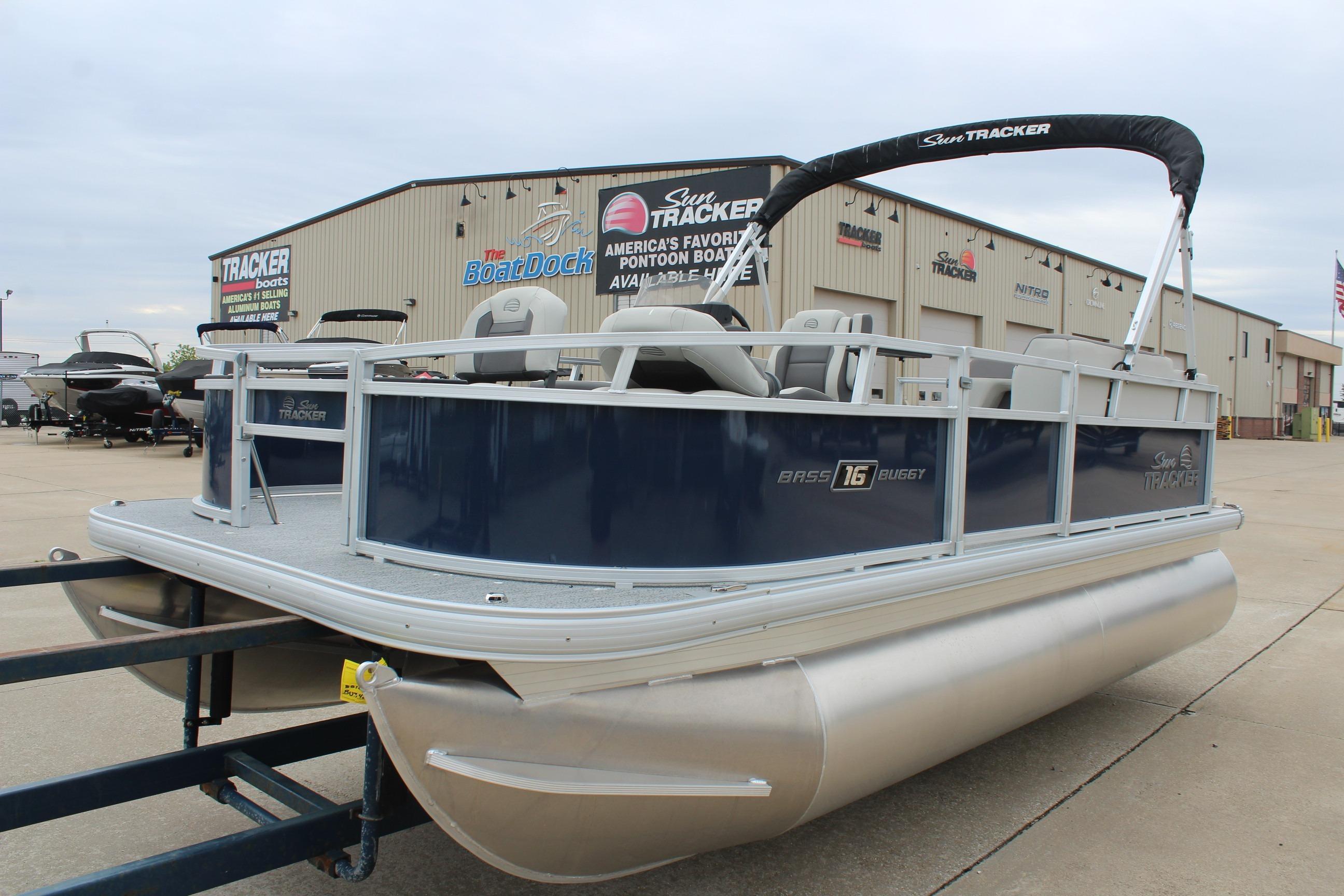 2026 Sun Tracker Bass Buggy 16 XL Select pontoon boat at dealership.