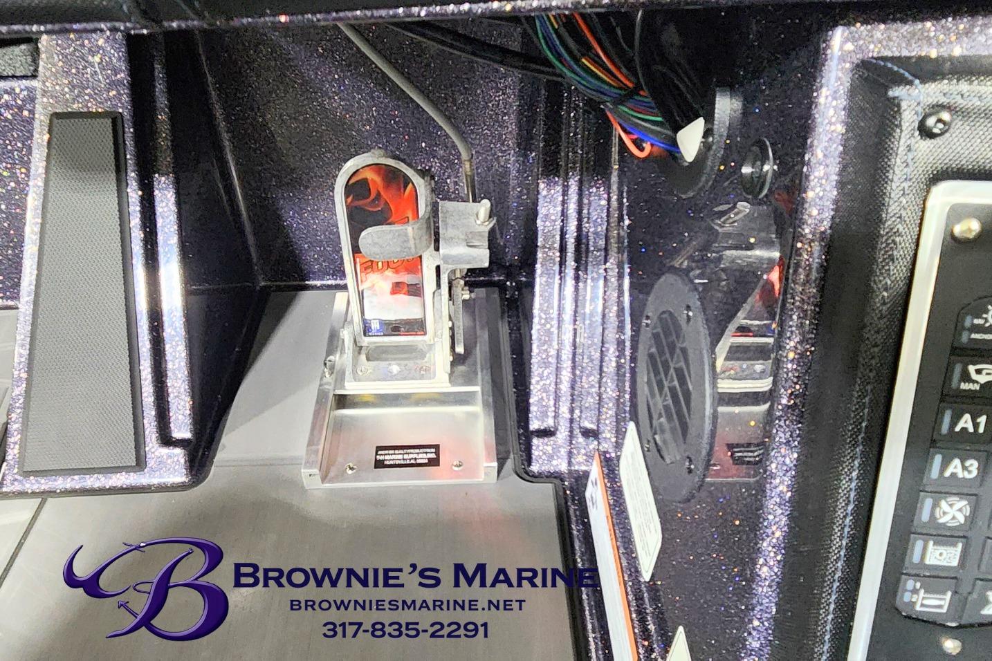 Control panel of a 2026 Ranger Z521 boat at Brownie's Marine dealership.