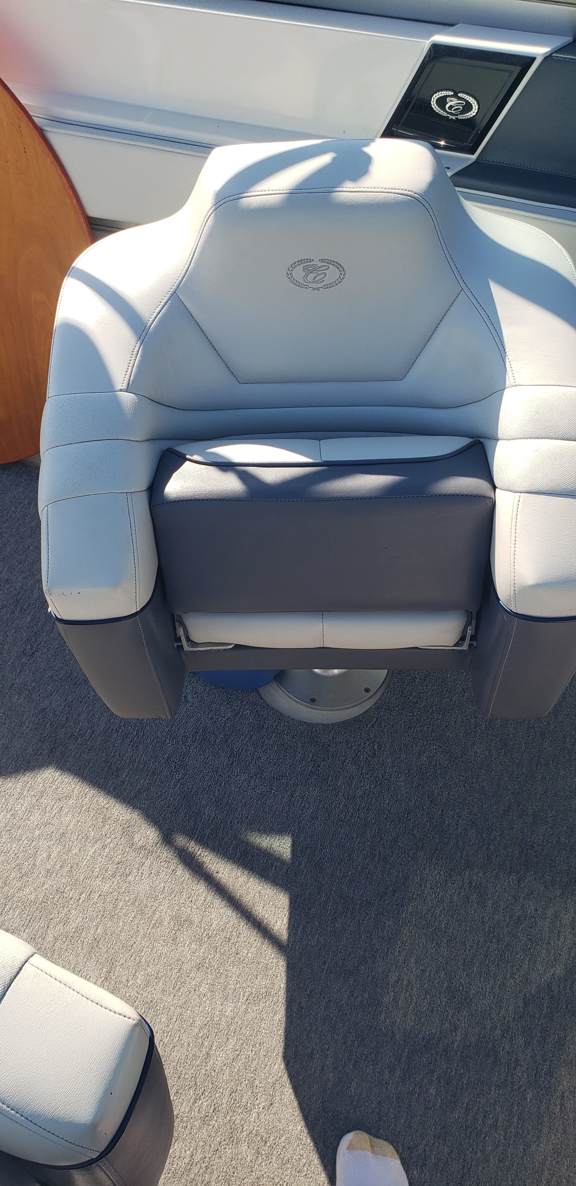 Comfortable seat on a 1993 Cobalt 272 boat.