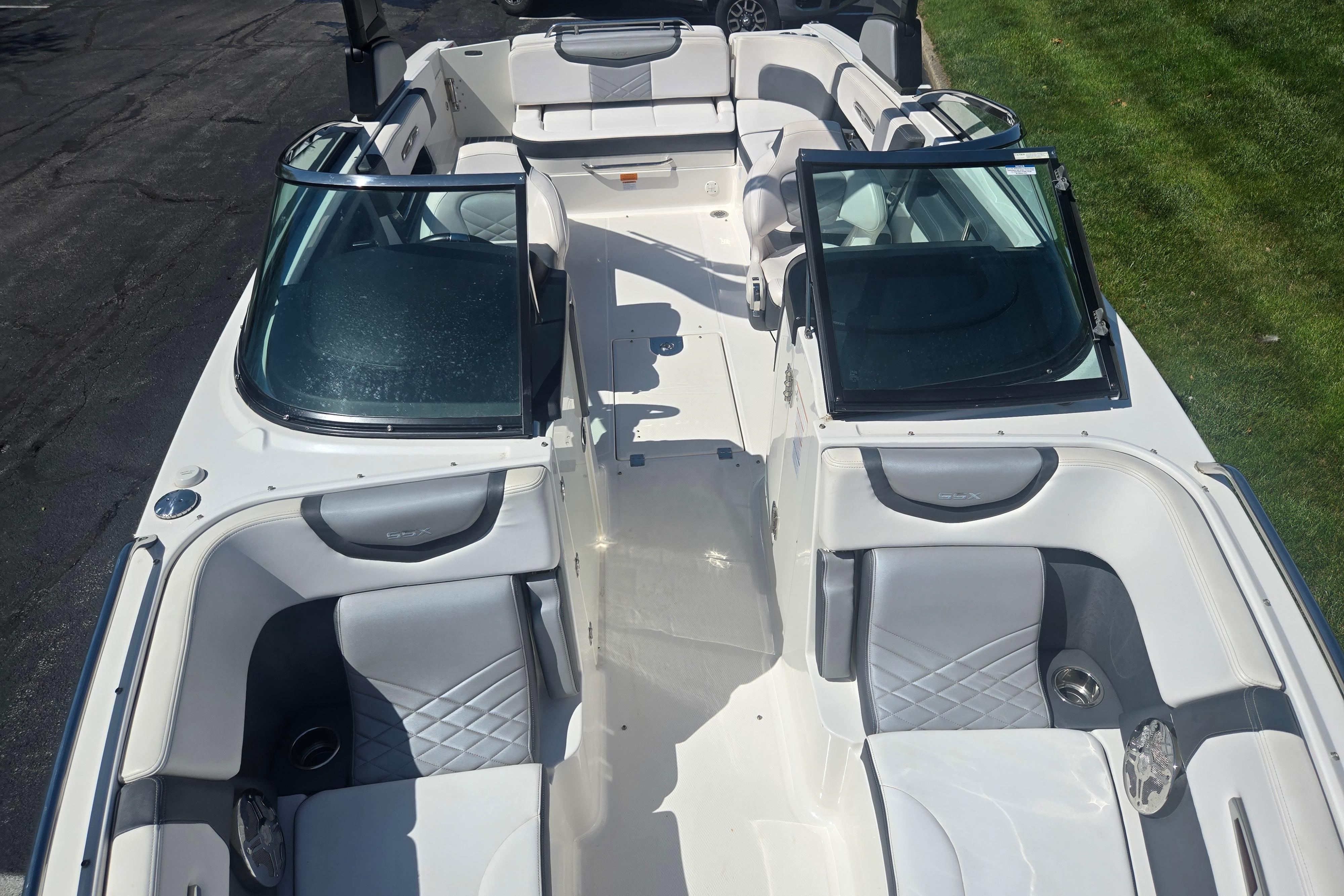 2018 Chaparral 267 SSX boat interior with sleek seating and modern design.