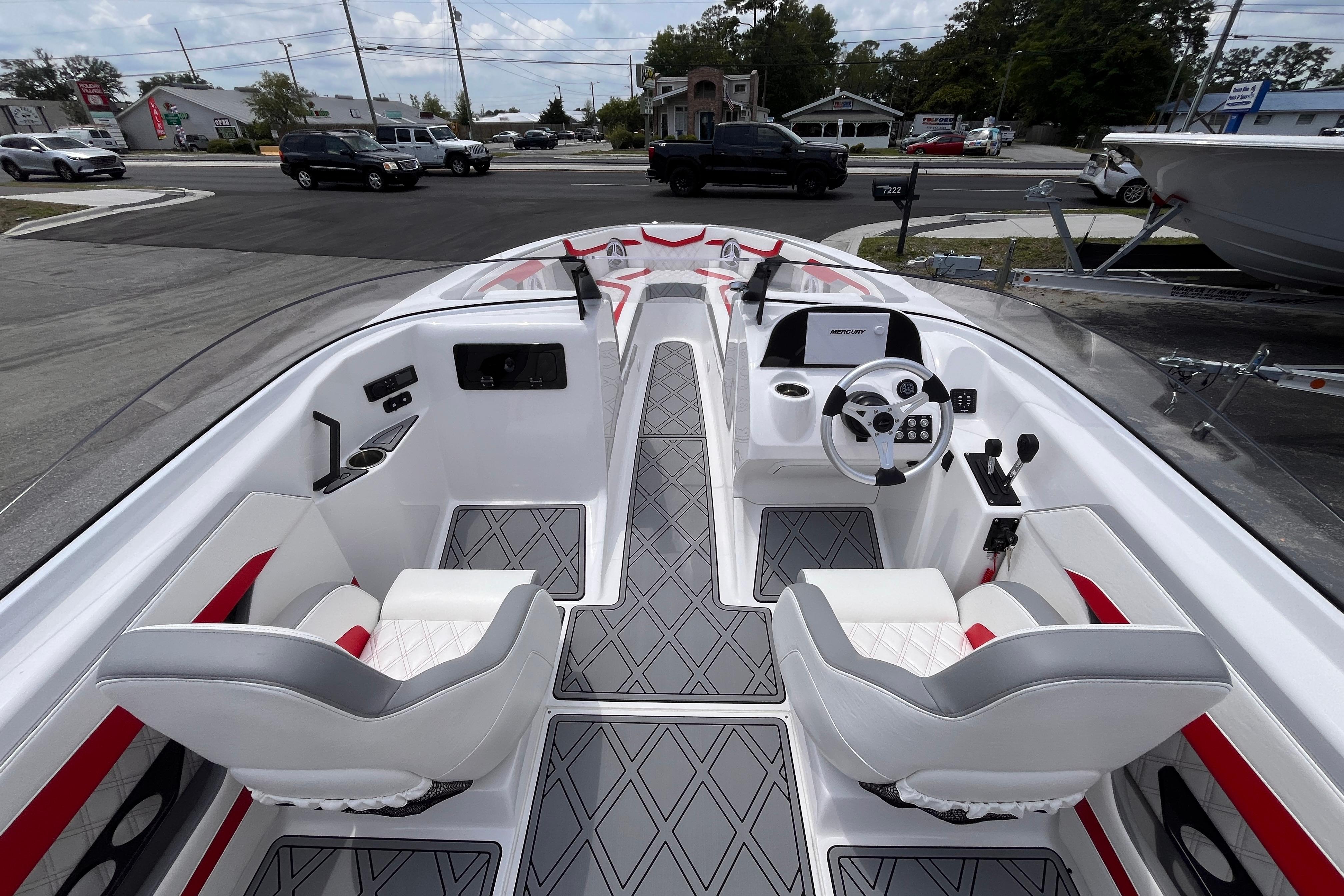 Interior of Checkmate Pulsare 2400 BRX boat, model year 2025.