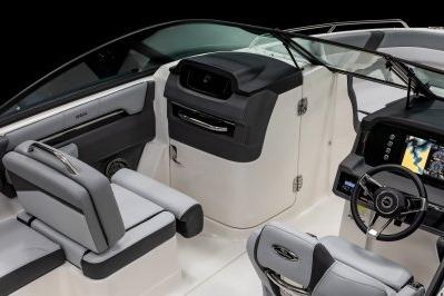 2026 Chaparral SSX 4 boat interior with modern dashboard and seating.