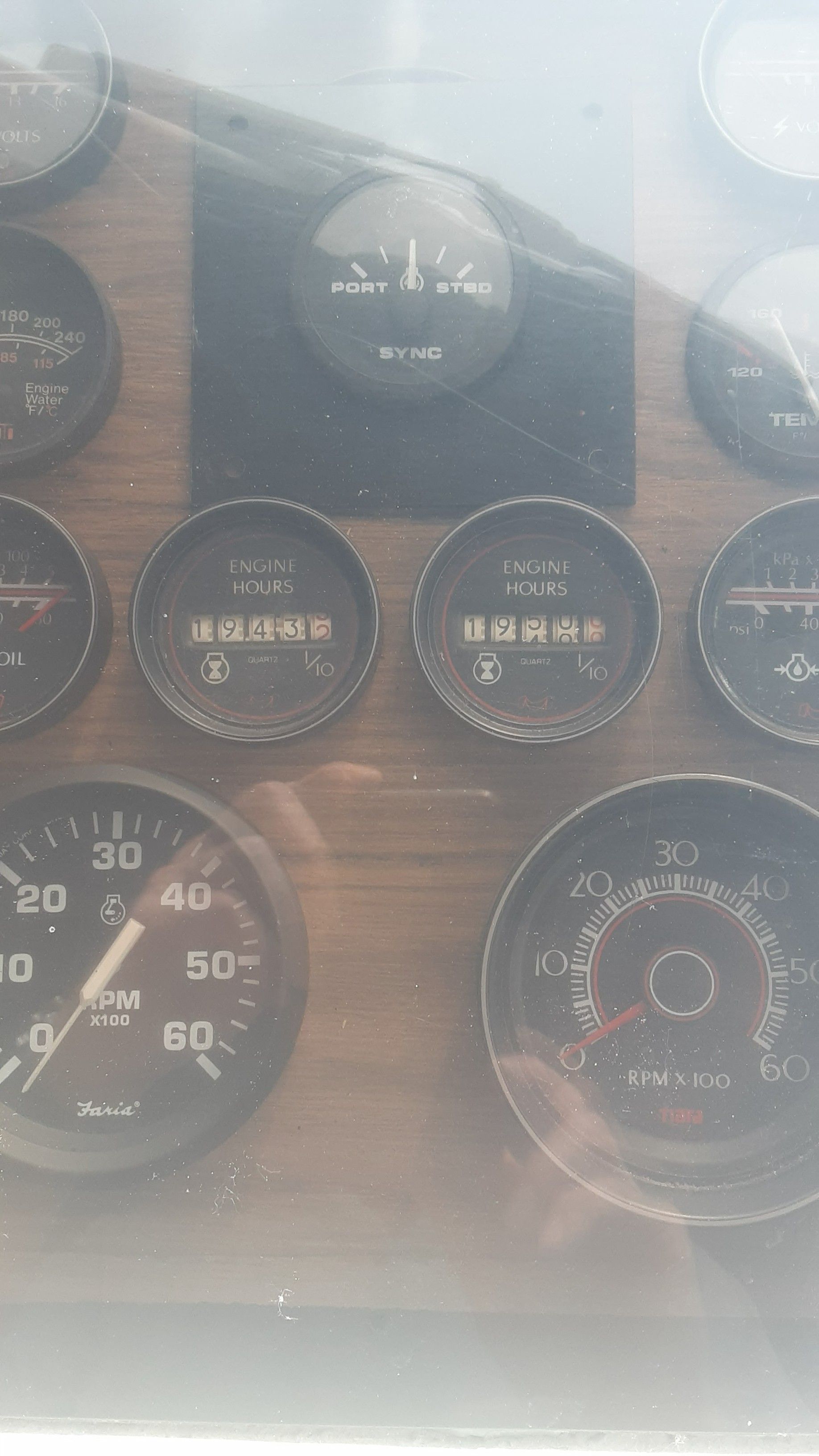 Dashboard of a 1985 Tiara Yachts 3100 Open.