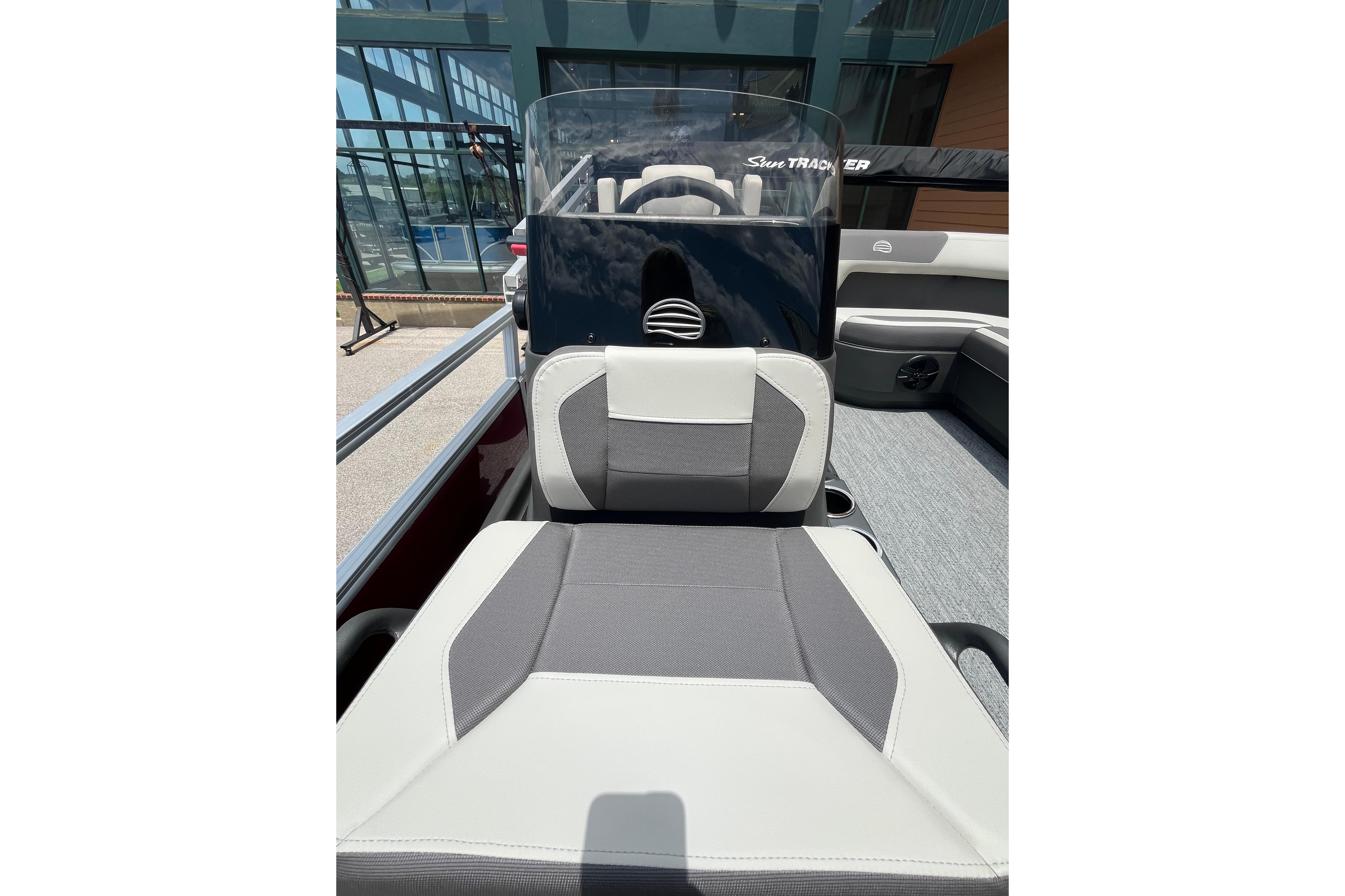 2026 Sun Tracker Bass Buggy 18 DLX boat interior with seating and console.