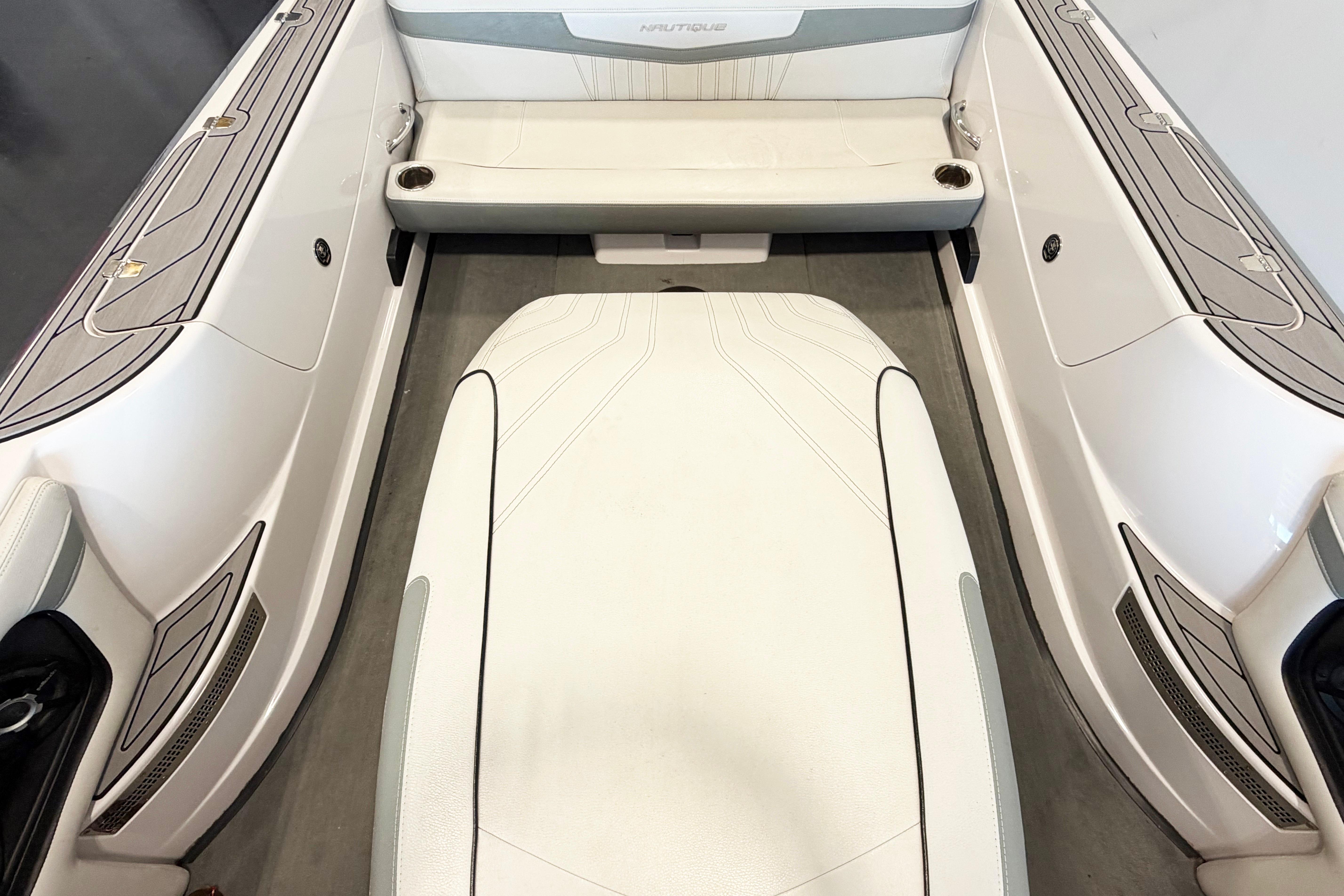 2014 Nautique Ski Nautique 200 Open Bow interior with white seating and sleek design.