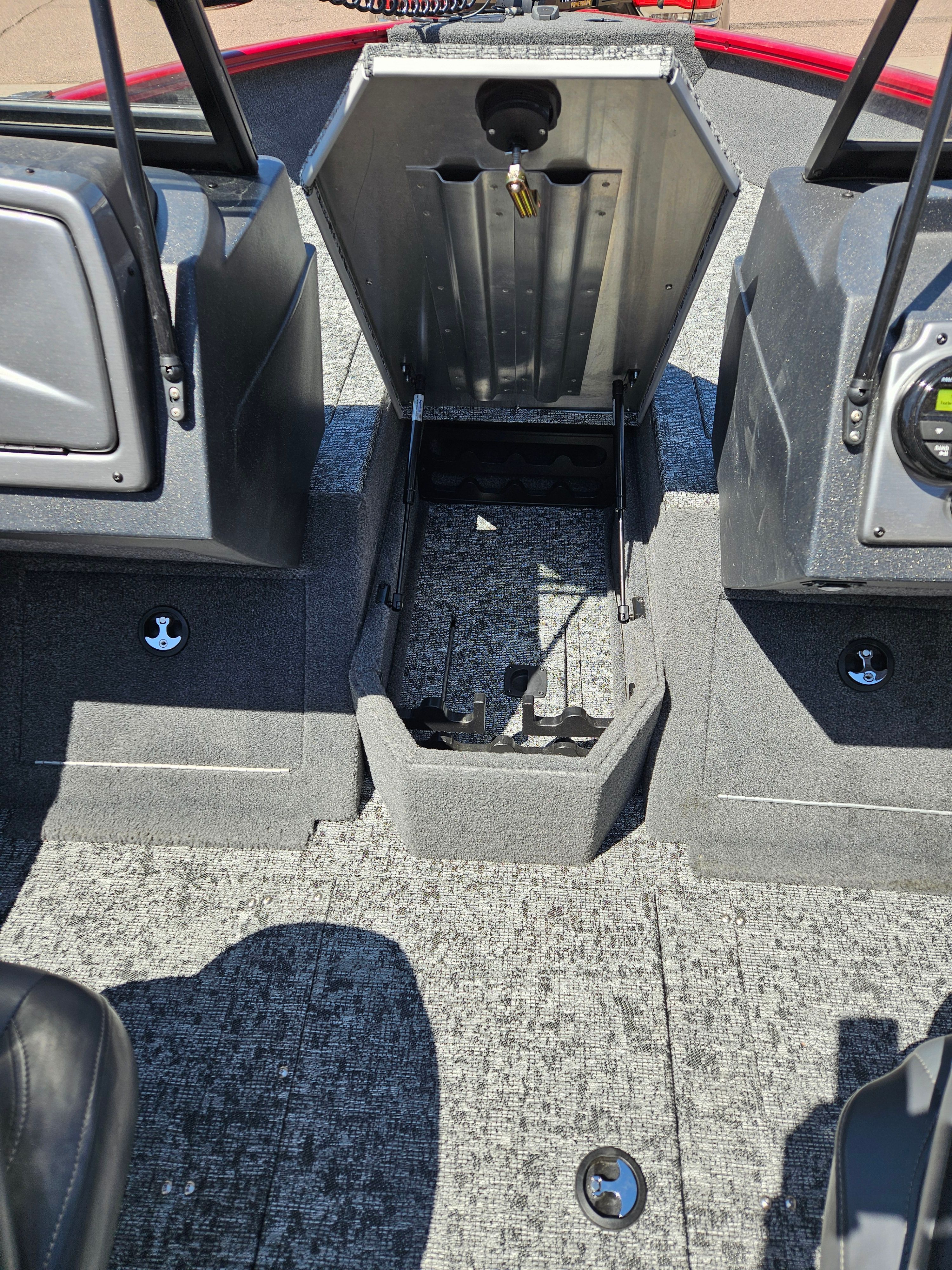 Interior view of a 2021 Tracker Pro Guide V-175 WT boat.