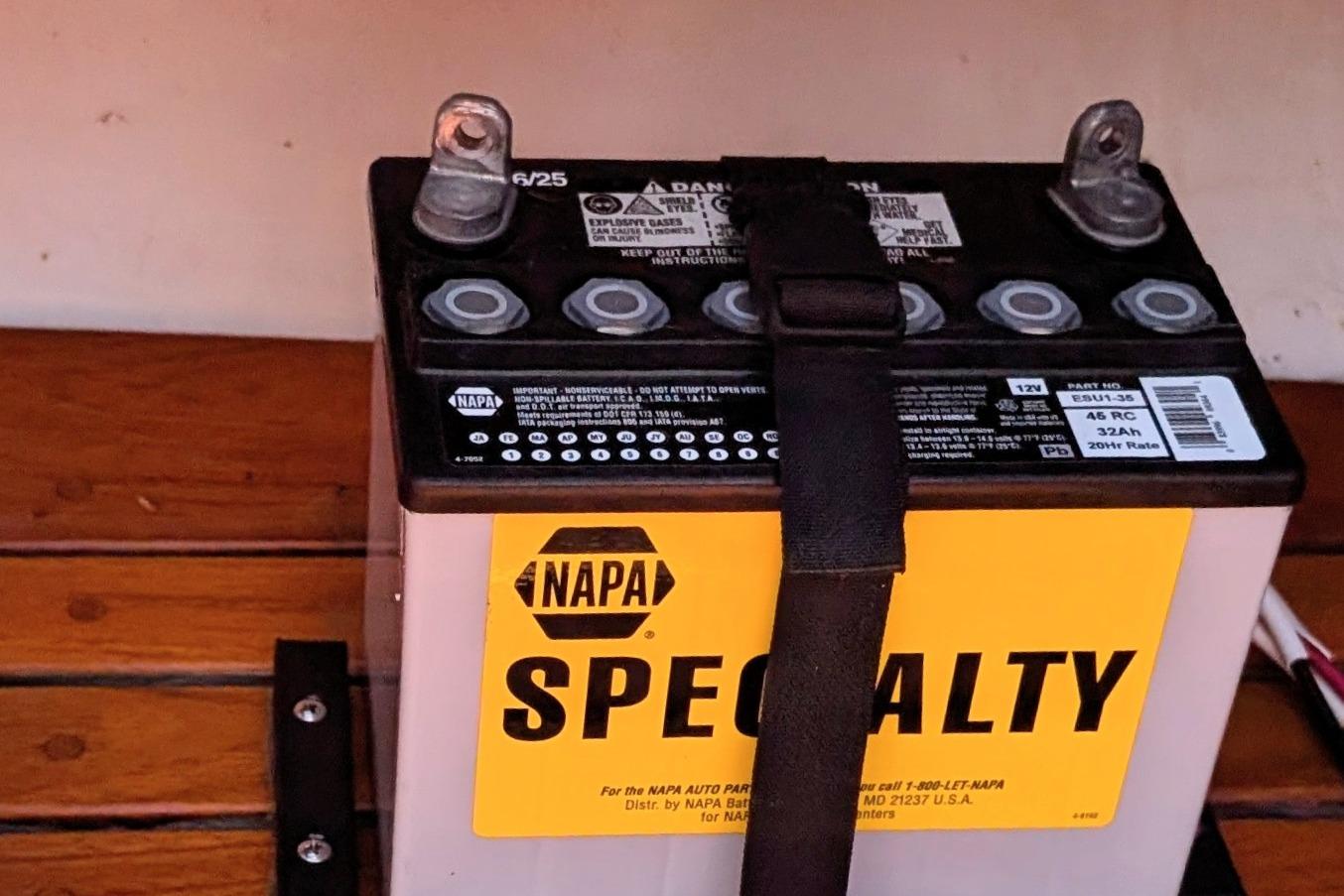 NAPA Specialty battery secured in a 1965 Pearson Ensign sailboat.