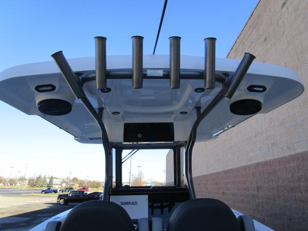 2025 Sea Pro 292 Offshore boat with rod holders and electronics.