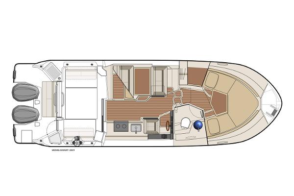 Manufacturer Provided Image: 2023 Cutwater C-288 Coupe boat layout with dual engines and spacious interior design.