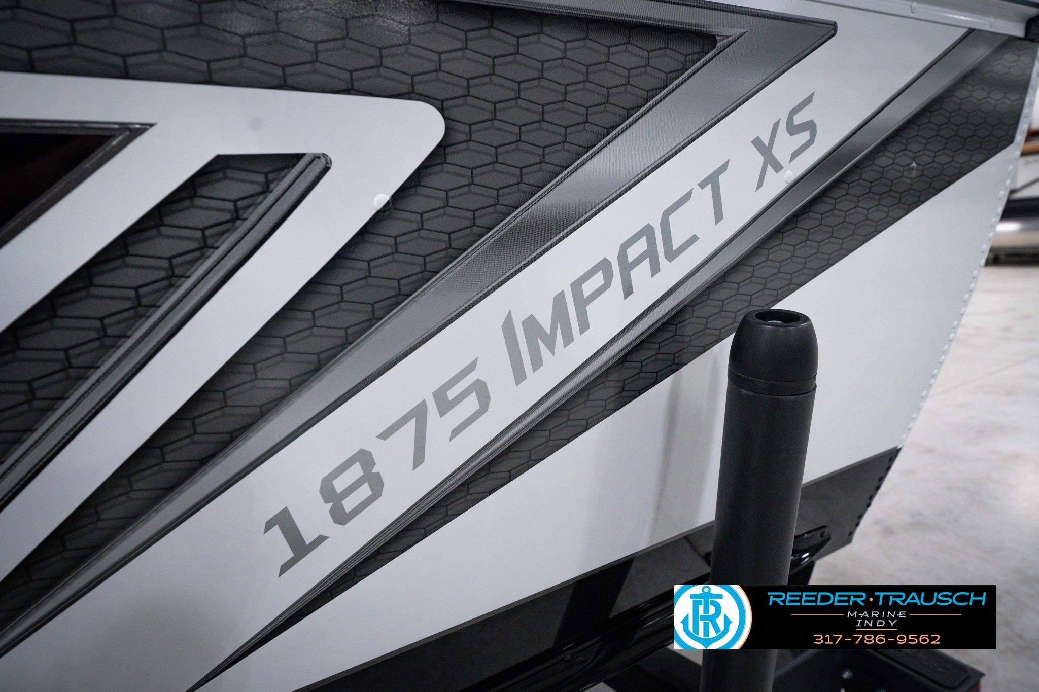 2026 Lund 1875 Impact XS SS boat with sleek design and branding details.