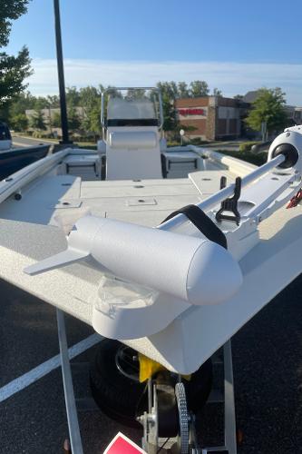 2024 Ranger RB200 boat on trailer, featuring a sleek white design and modern equipment.
