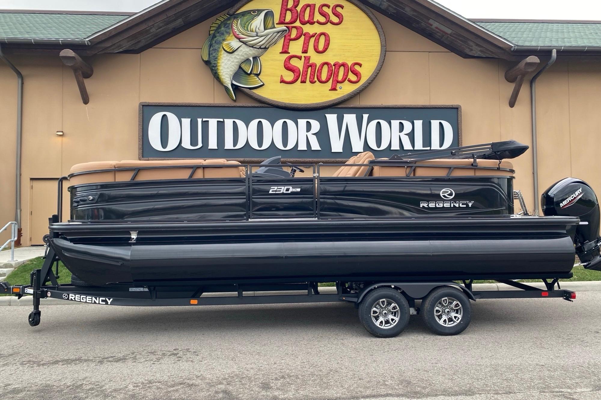 2026 Regency 230 DL pontoon boat at Bass Pro Shops Outdoor World.