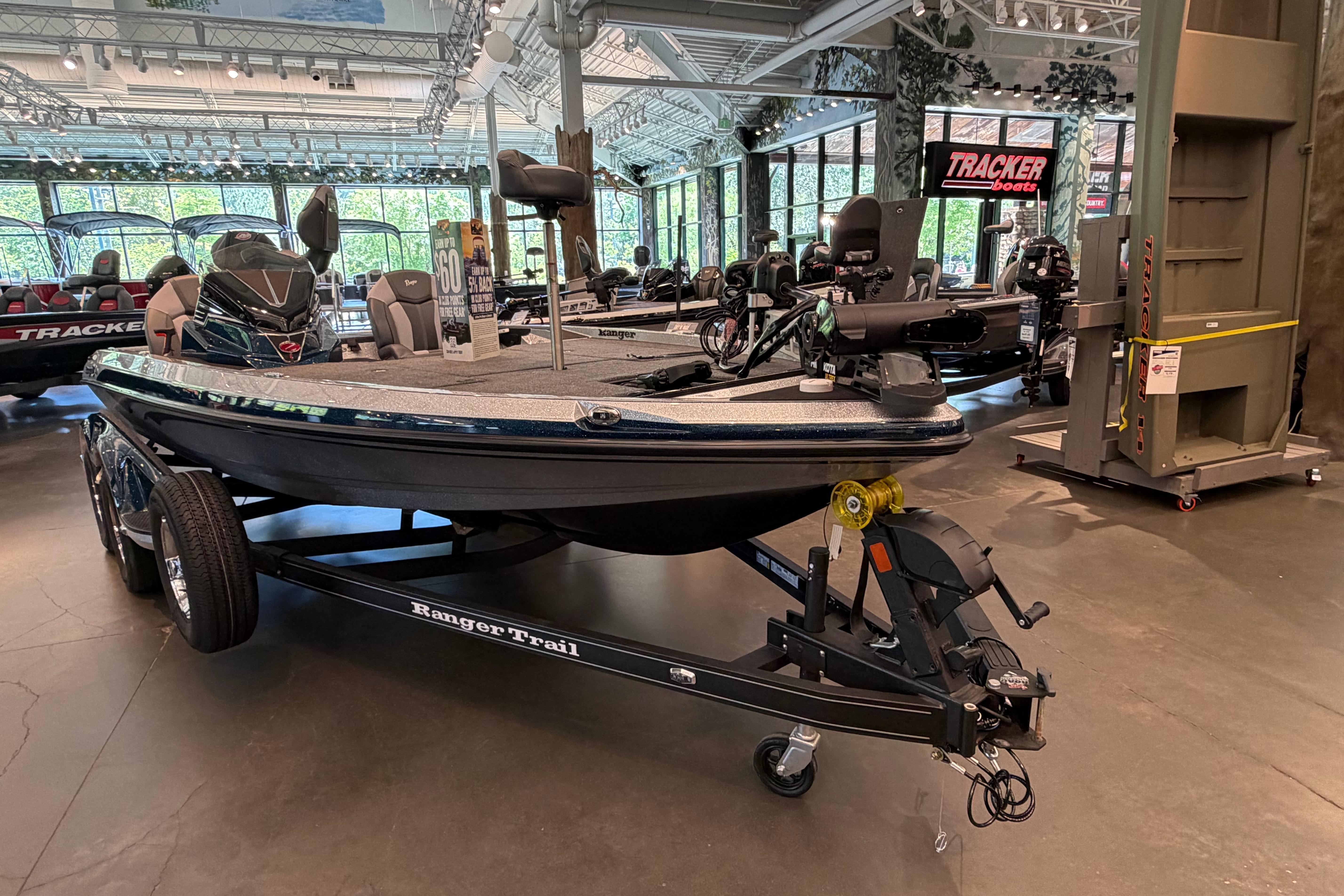 2026 Ranger Z519R boat displayed indoors on a trailer.