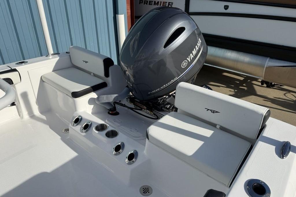 2026 Tidewater 198 CC Adventure boat with Yamaha engine, featuring sleek seating and modern design.