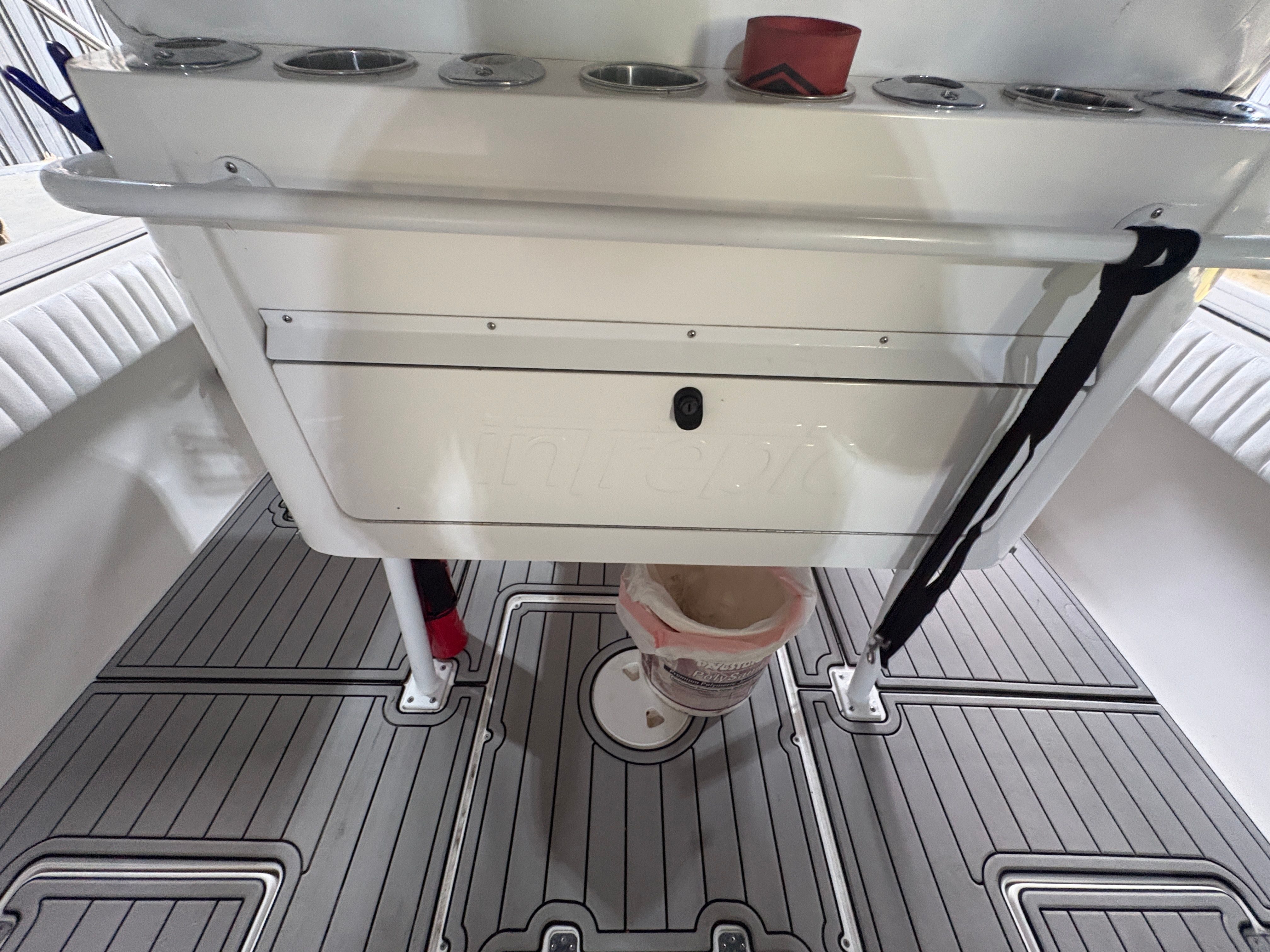 Intrepid 322 Cuddy Center Console, interior view, 2002 model.