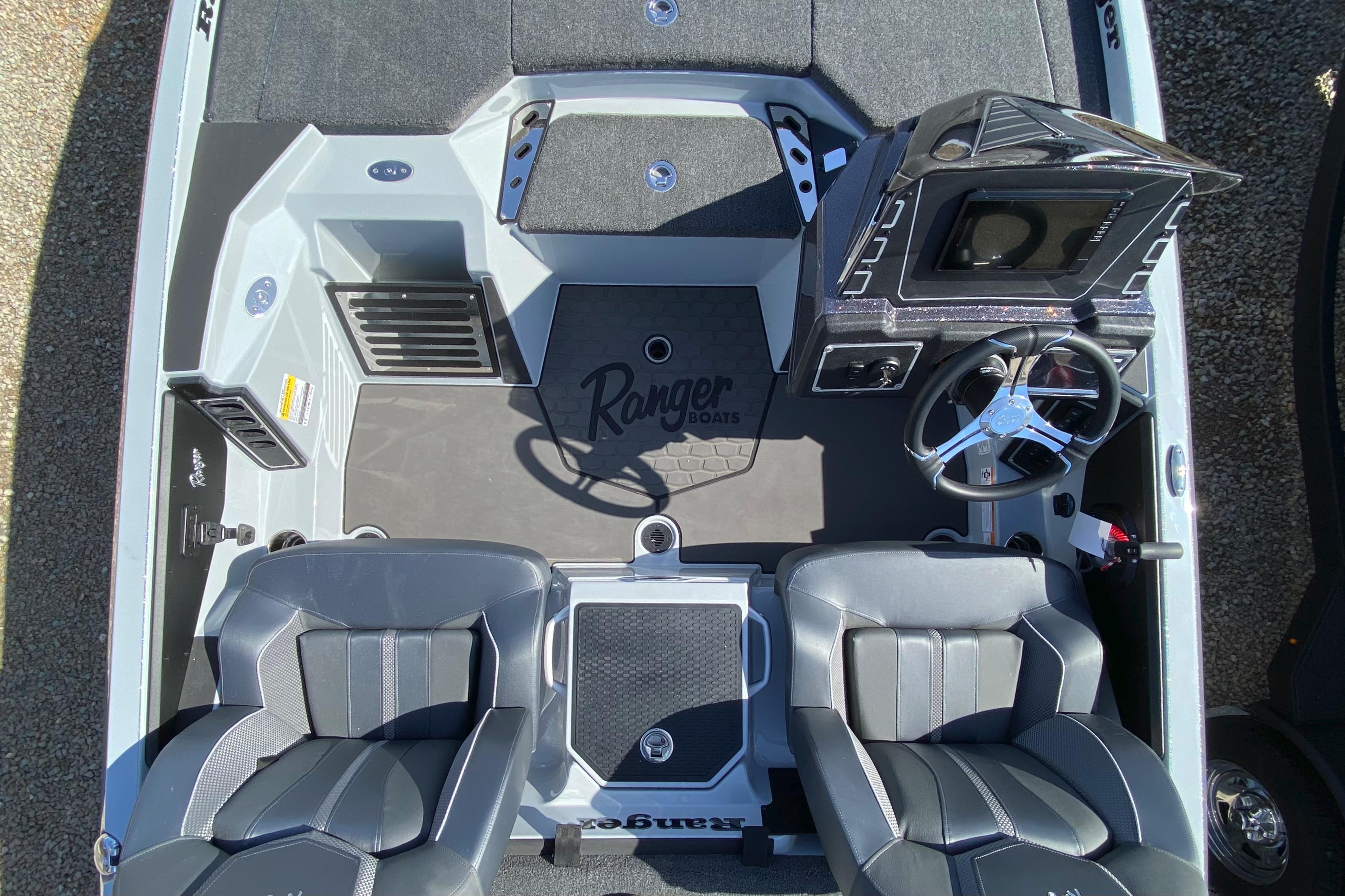 2026 Ranger Z519R boat interior with dual seats and steering console.