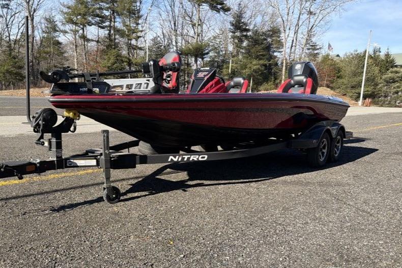 2026 Nitro Z21 XL Pro boat on trailer in outdoor setting.