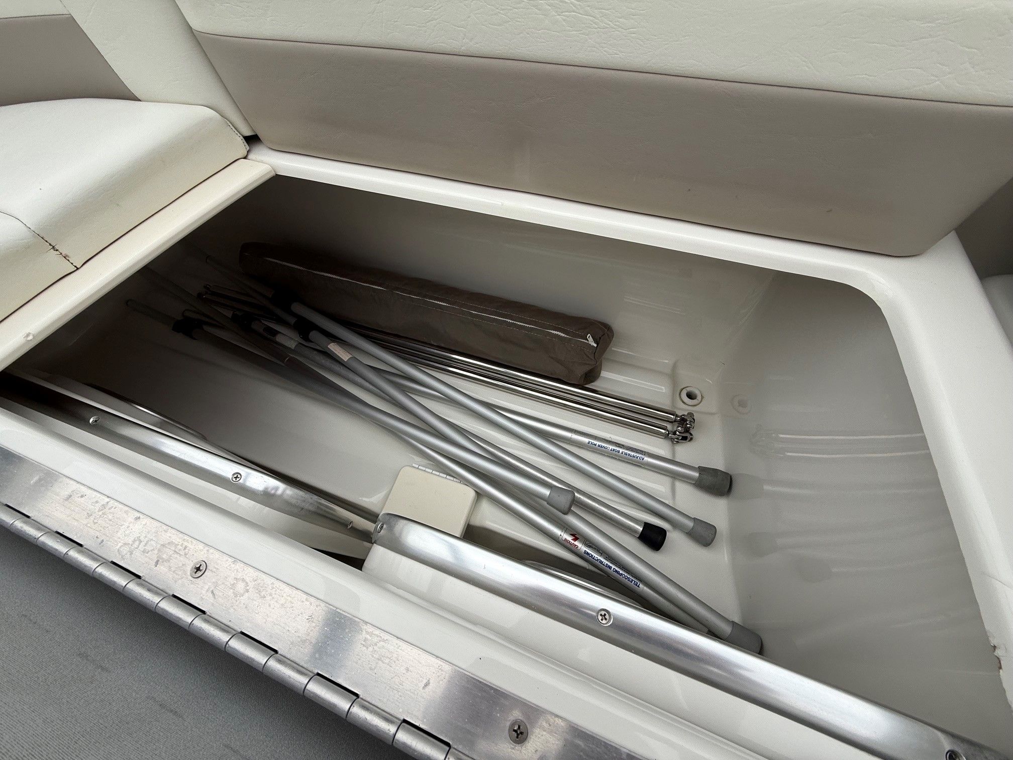 Storage compartment in 1998 Formula Thunderbird boat.
