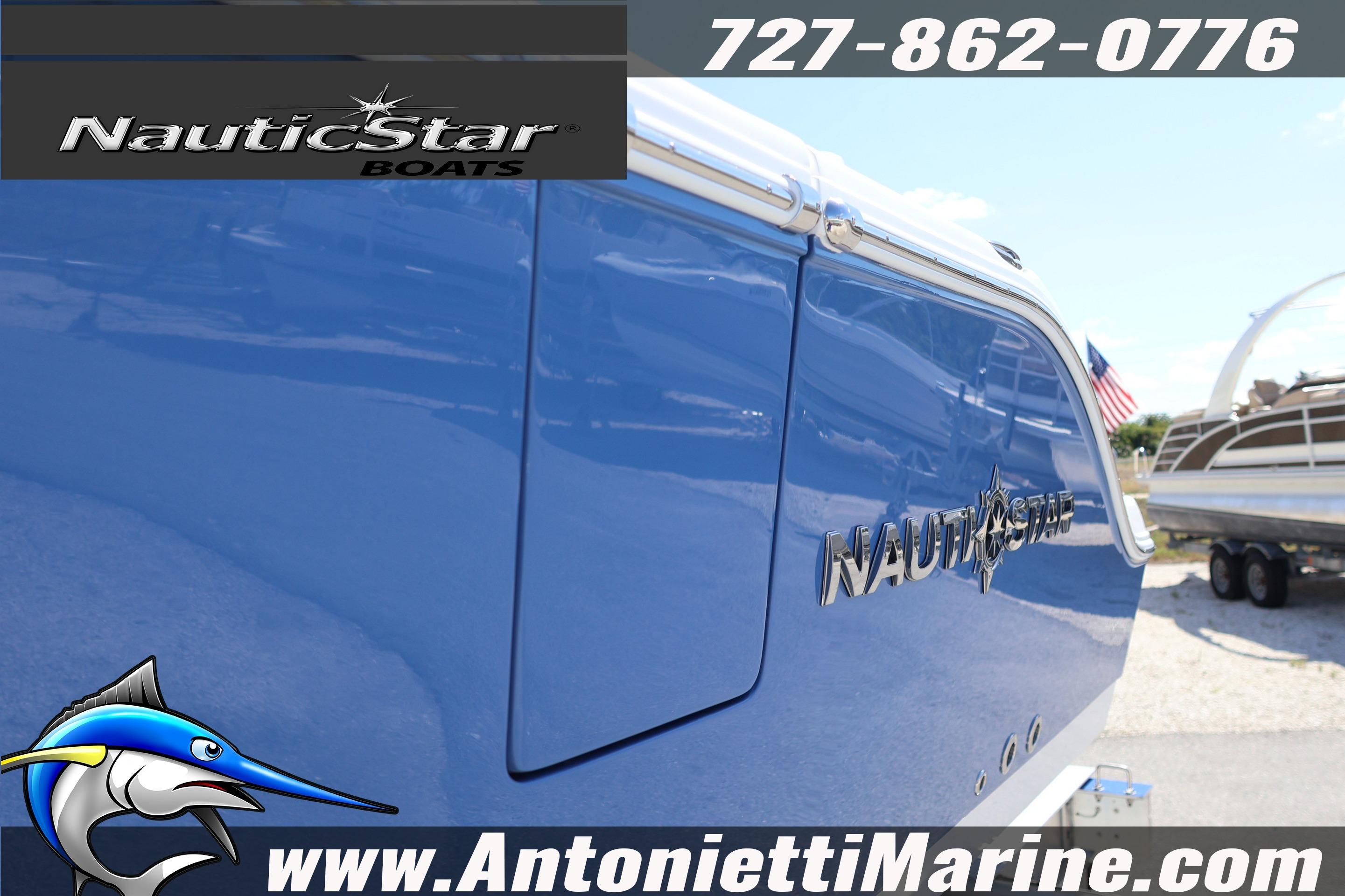 2026 NauticStar 292 Legacy boat in blue, displayed at Antonietti Marine.