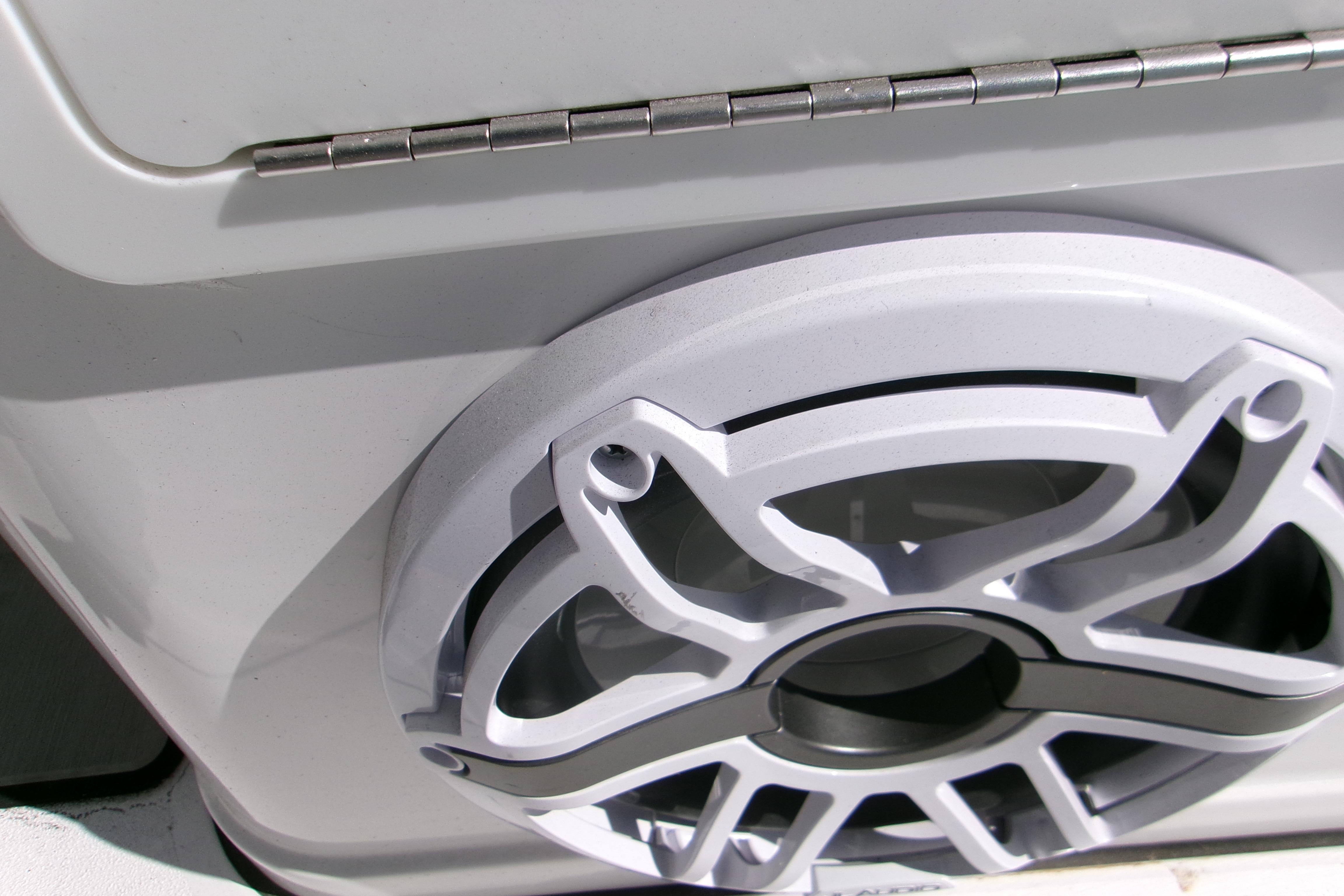 Close-up of a speaker on a 2026 Sportsman Heritage 321 Center Console boat.