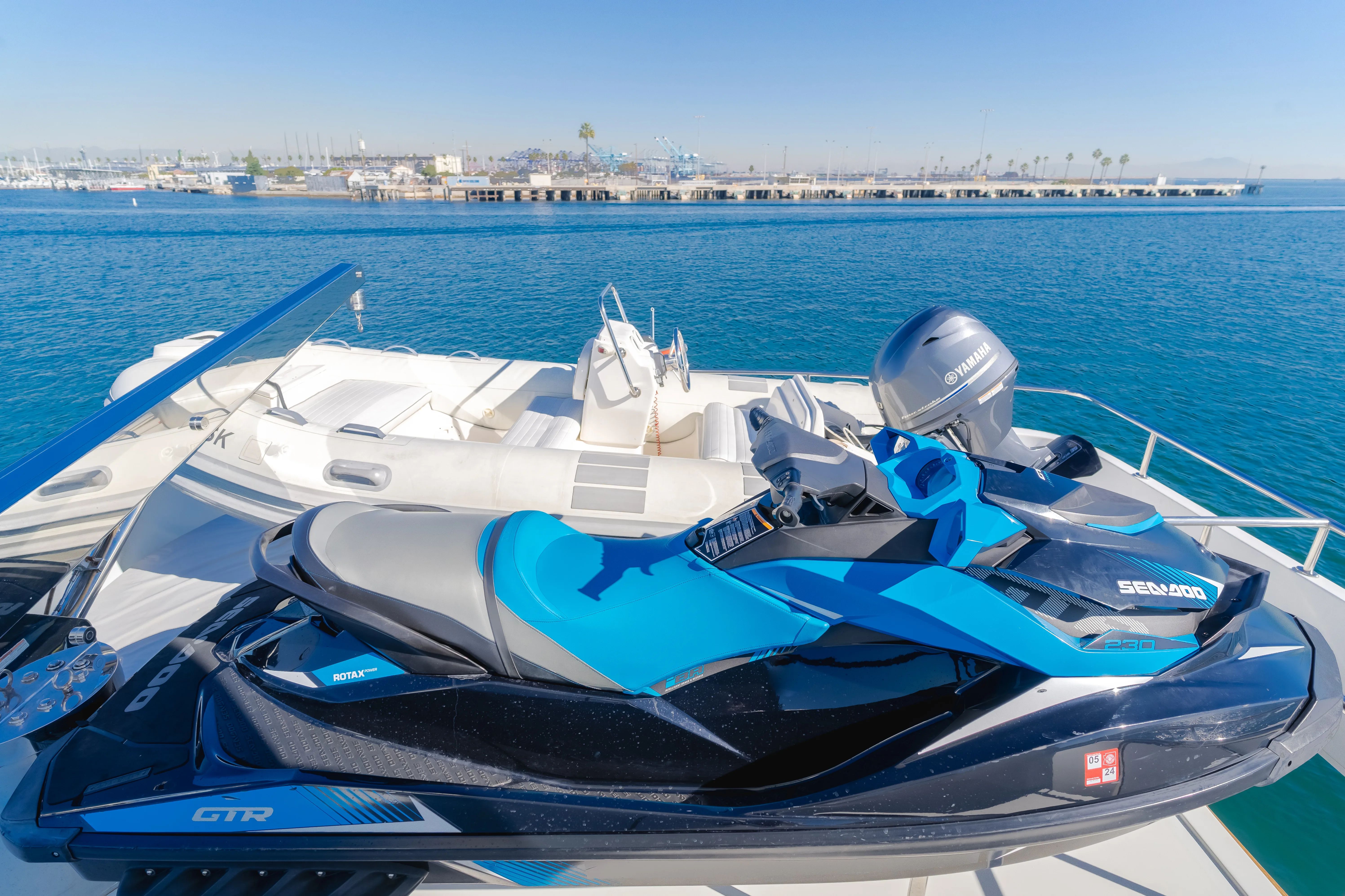 Jet ski on yacht deck with ocean view, TransWorld CUSTOM 2003.