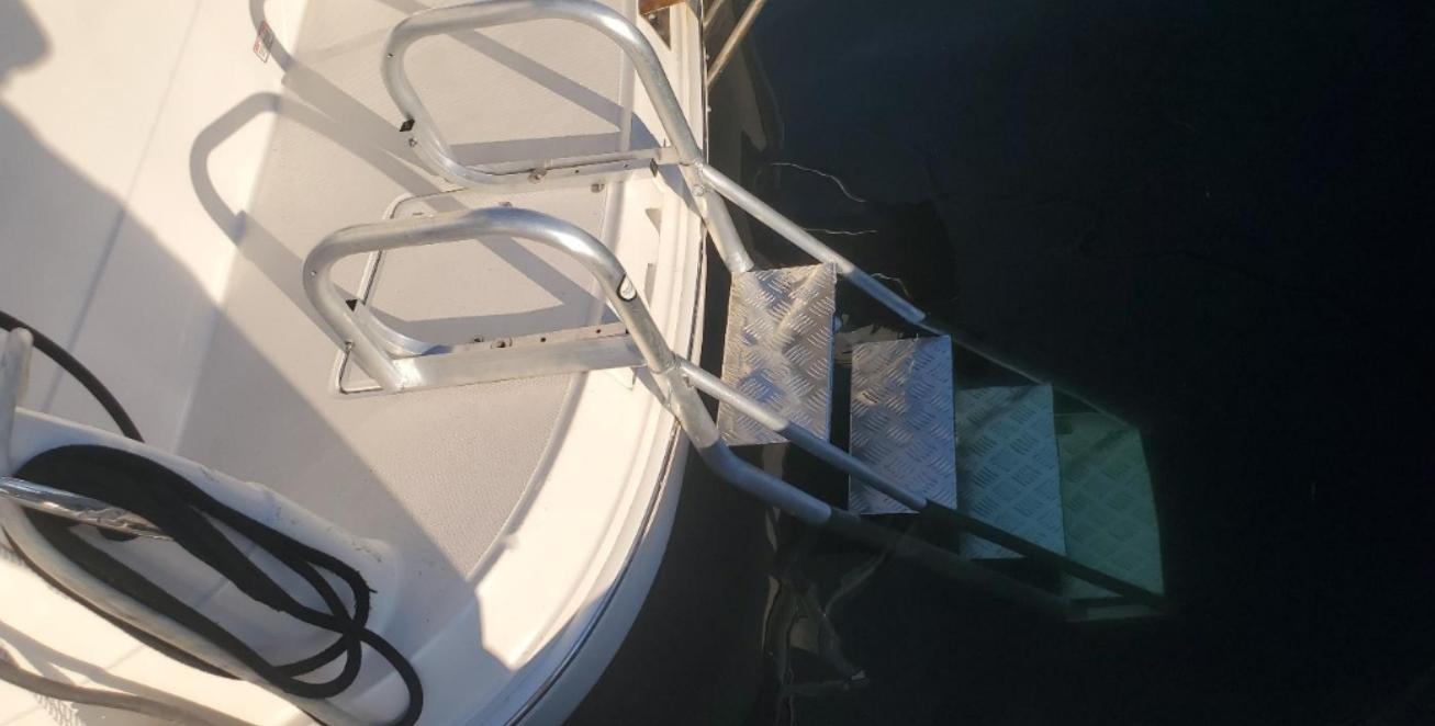 Boarding ladder on a 2003 Sea Ray 390 Motor Yacht.