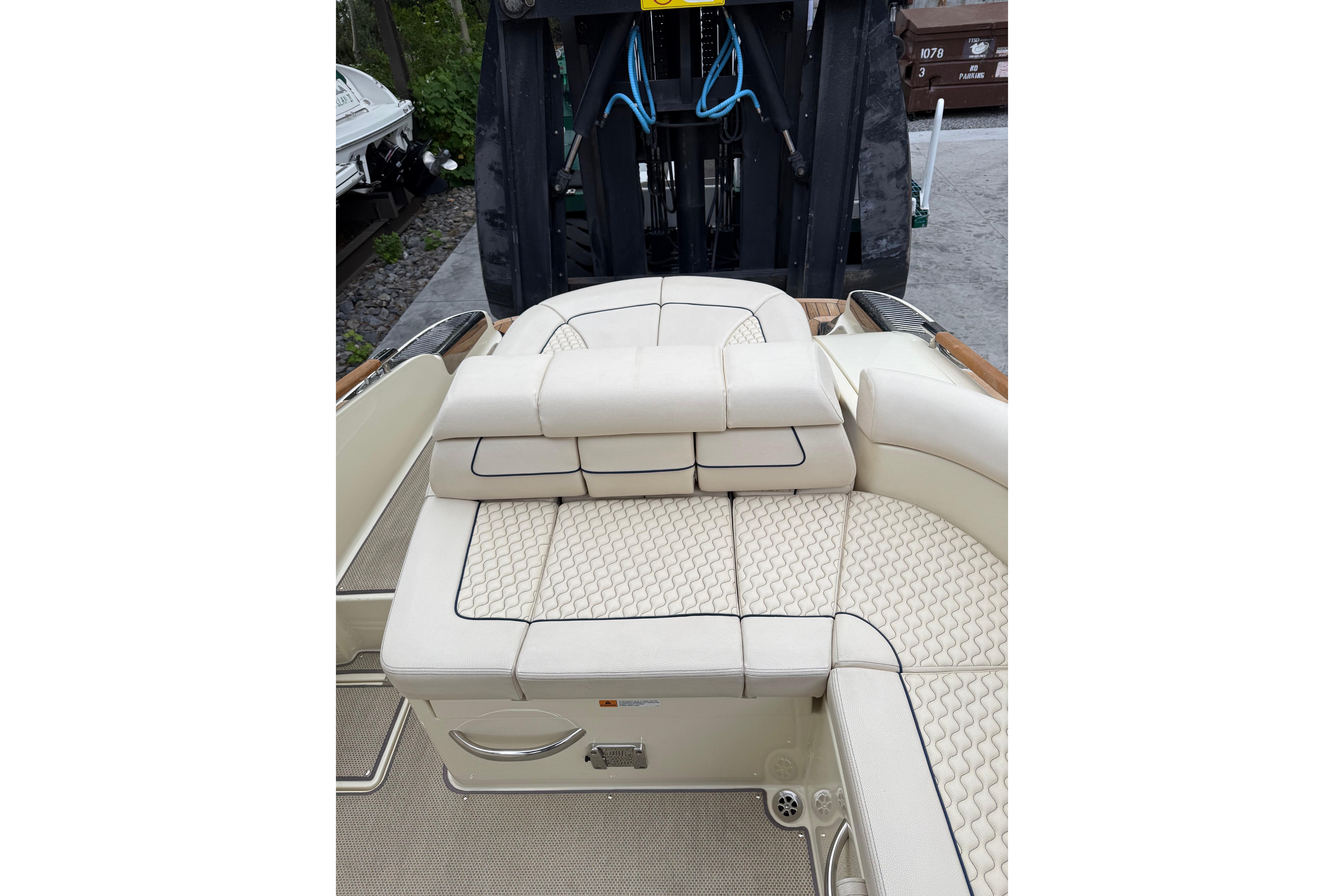 2019 Chris-Craft Launch 28 GT boat with luxurious beige seating and elegant design.