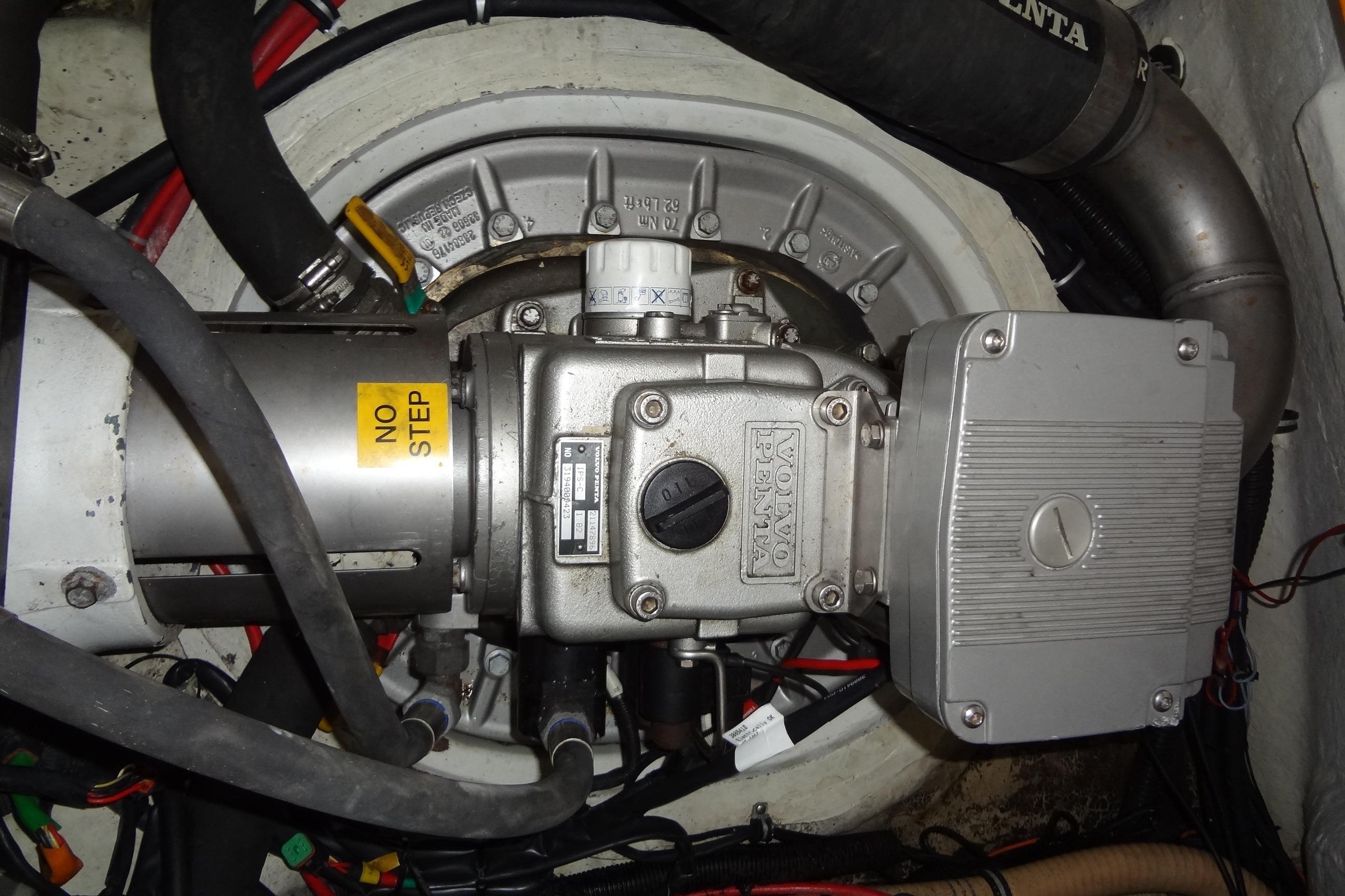 Engine compartment of a 2010 Formula 45 Yacht with Volvo Penta components.