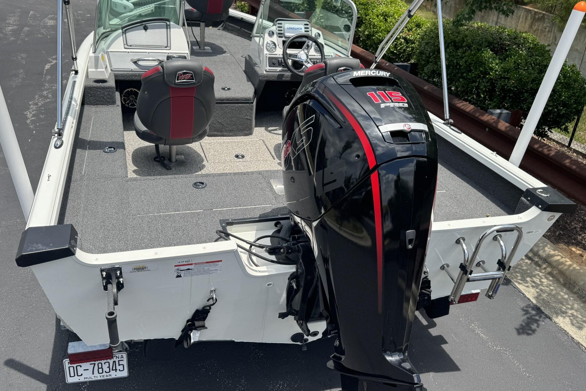 2020 Ranger VS1682 WT boat with Mercury 115 engine, featuring spacious deck and seating.