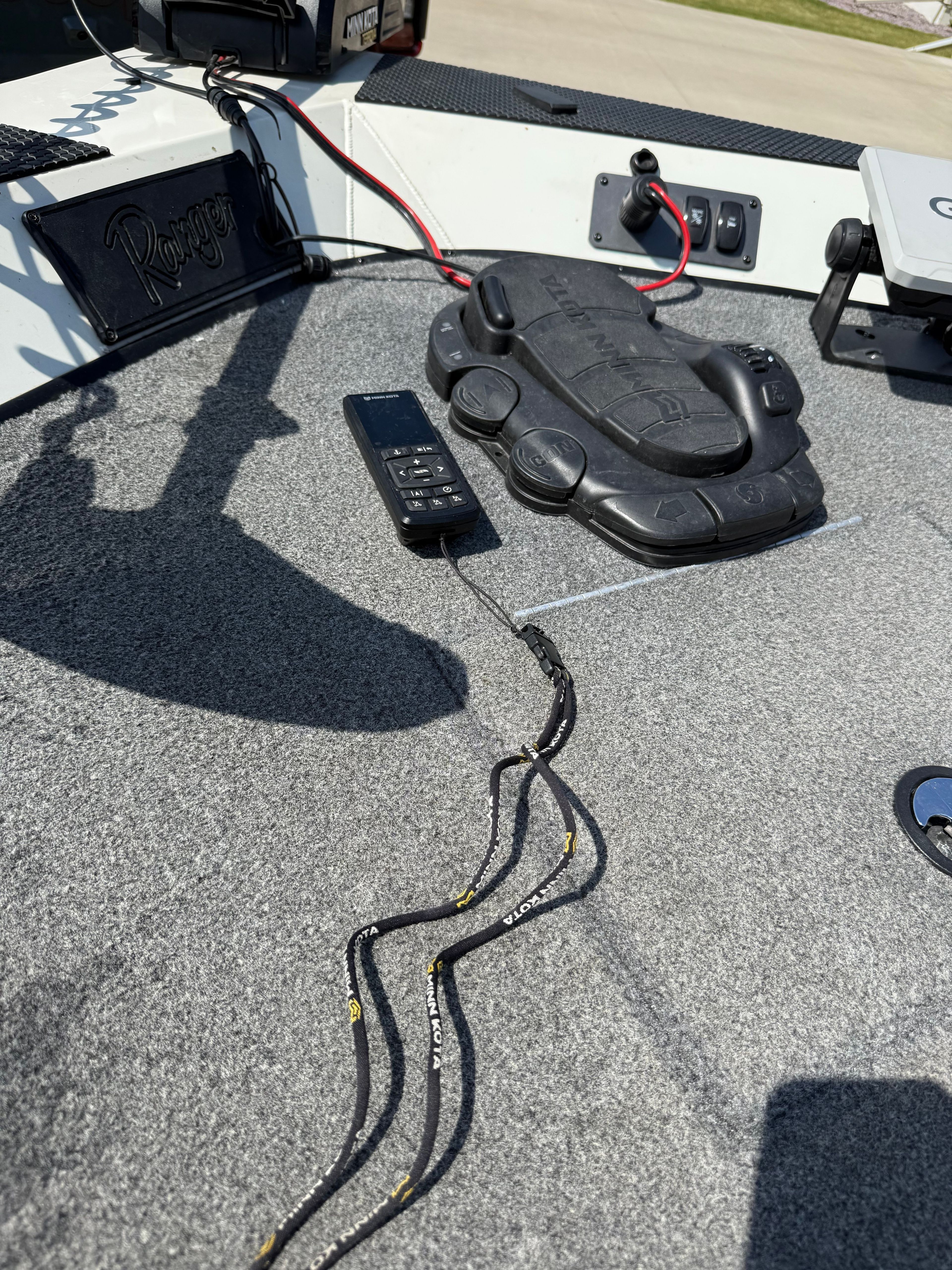2022 Ranger RT188C boat deck with controls and wiring.