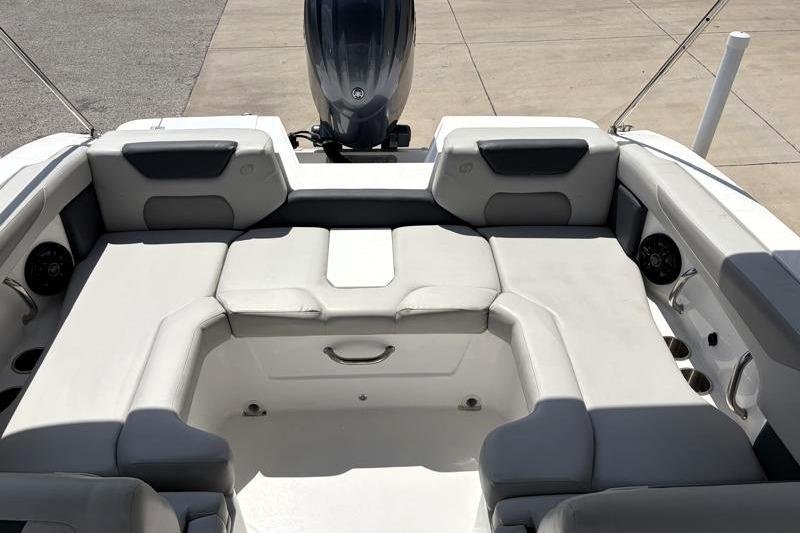 2026 Hurricane SunDeck Sport 2050 OB boat interior with spacious seating and modern design.