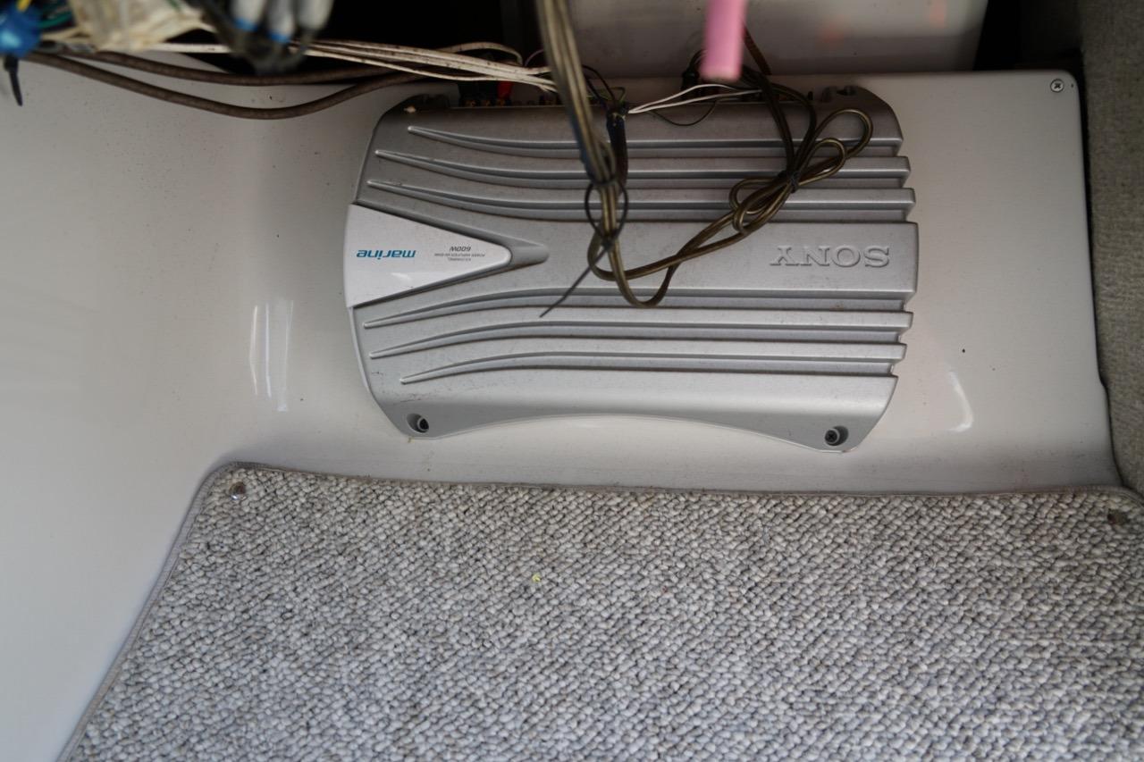 Sony marine amplifier installed in a 2004 Crownline 216 LS boat.