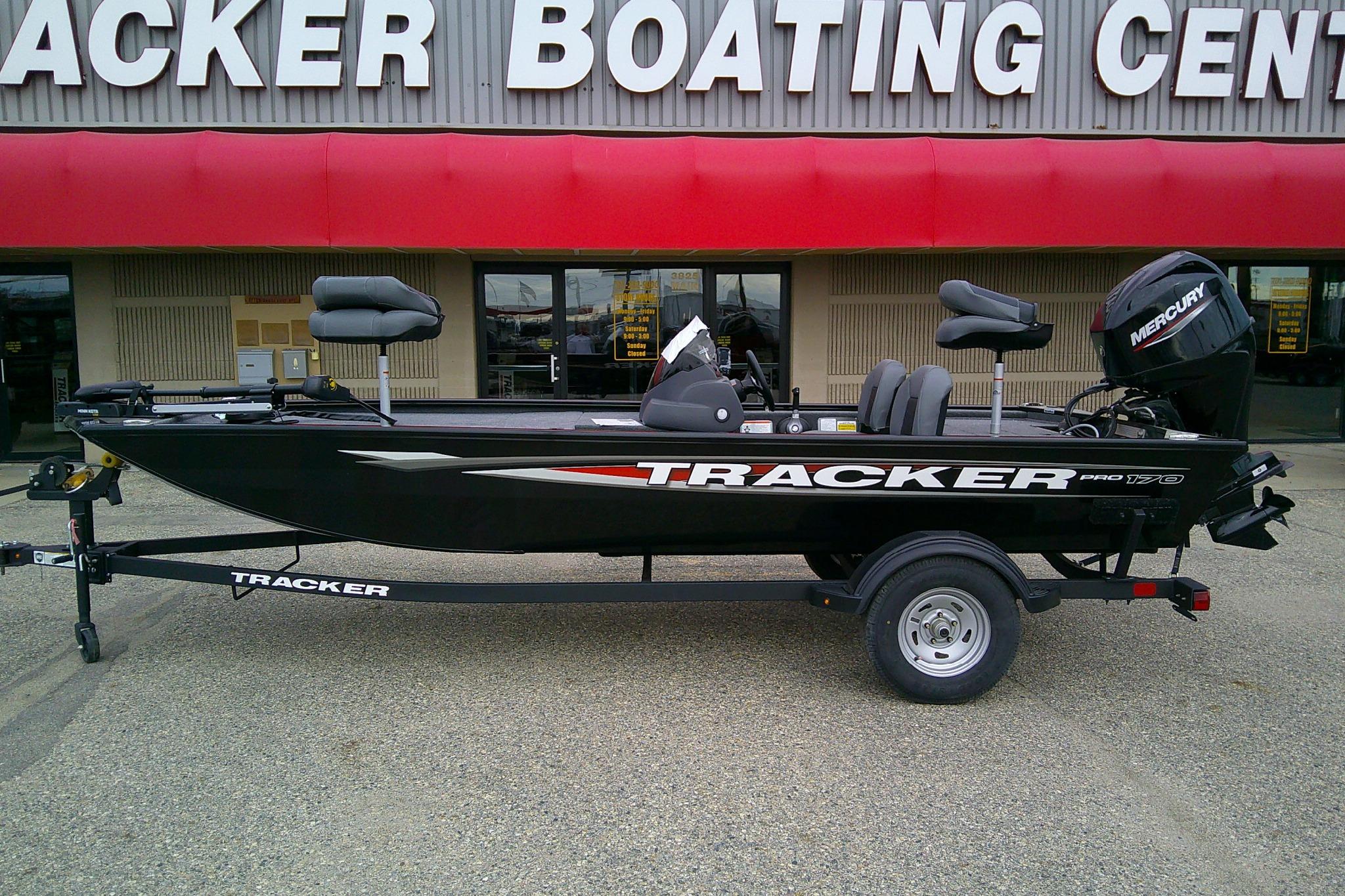 2025 Tracker Pro 170 boat displayed at Tracker Boating Center.