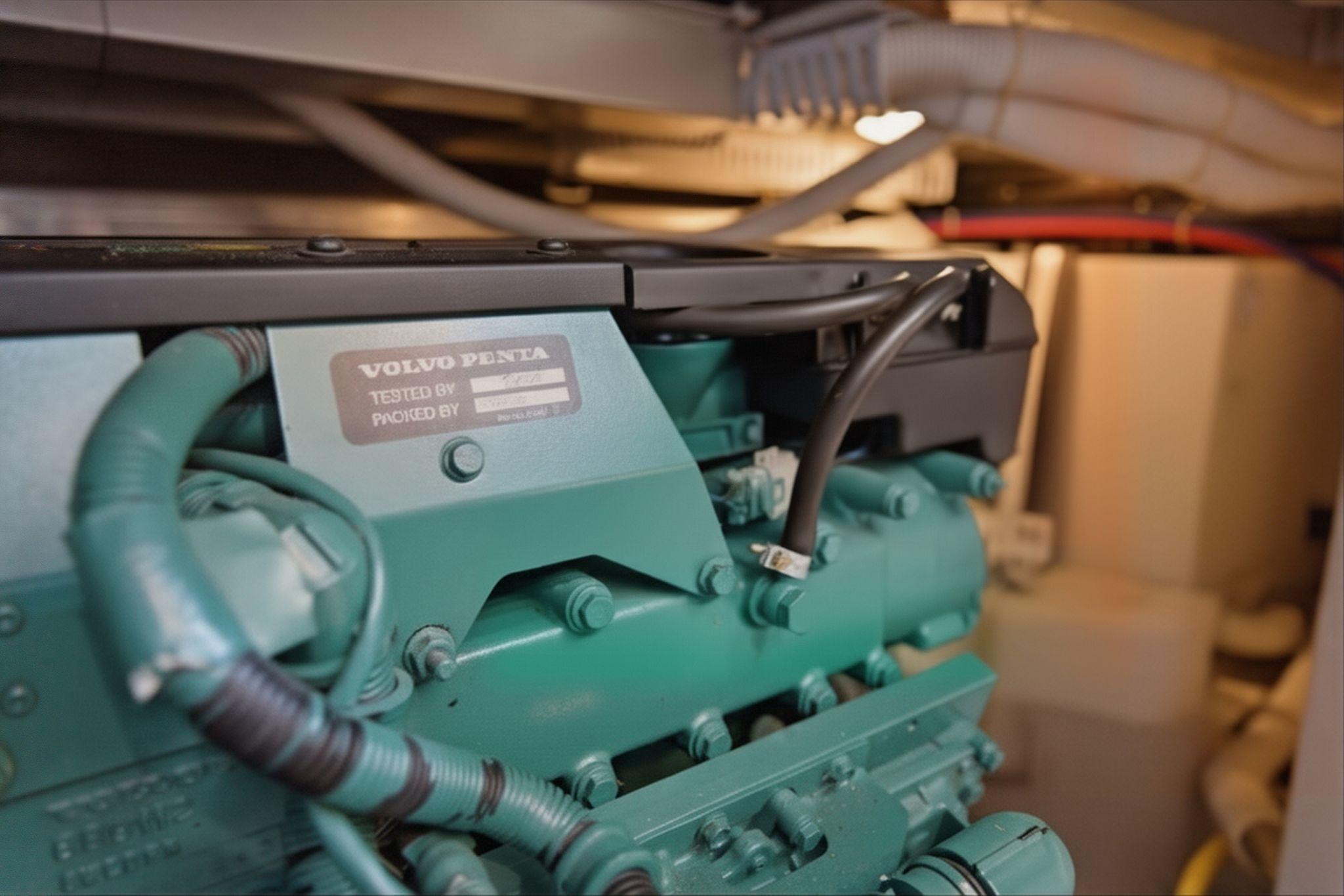 Volvo Penta engine in 2005 Carver 39 Motor Yacht engine room.
