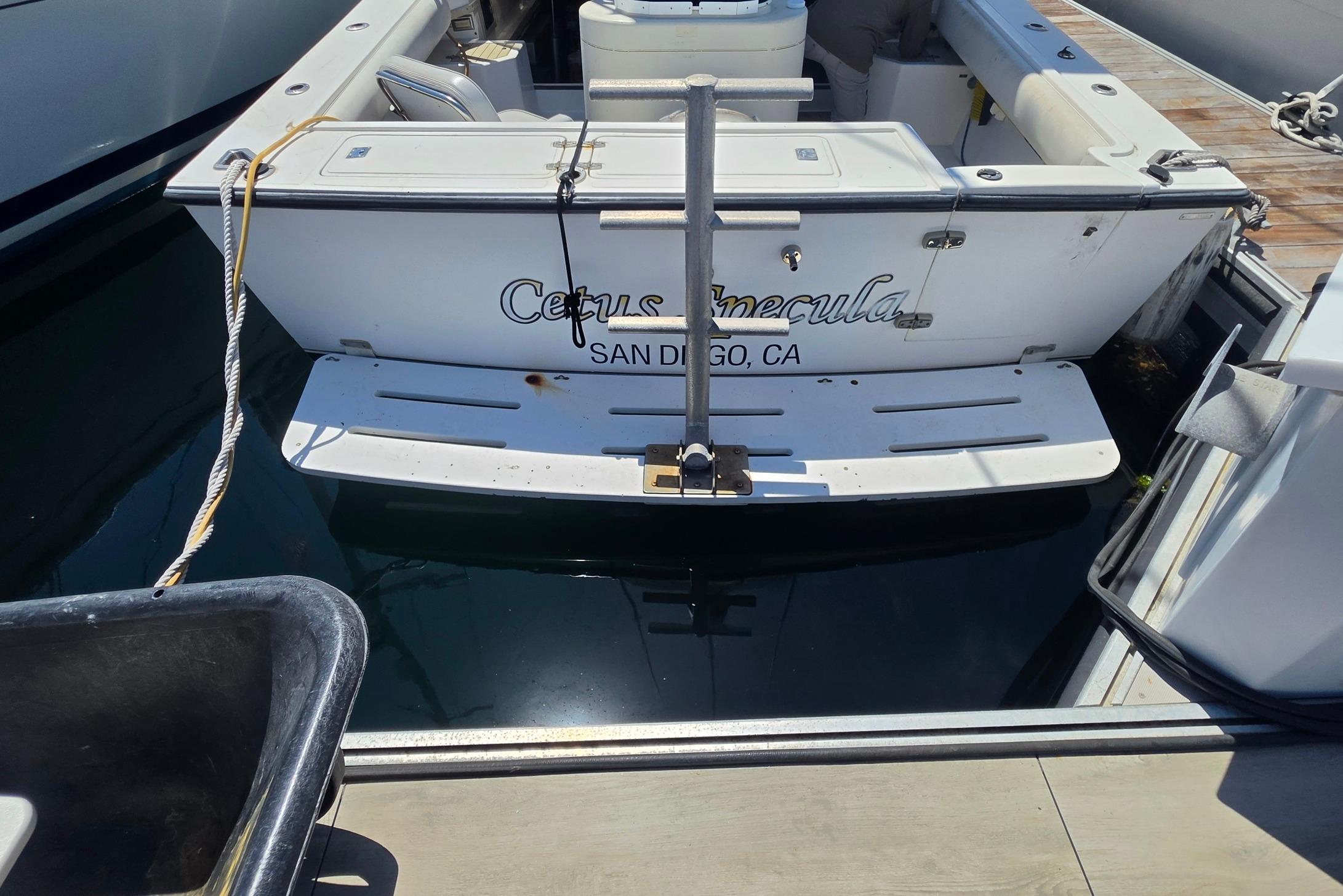 1999 Albemarle 305 Express Fisherman docked in San Diego, CA.