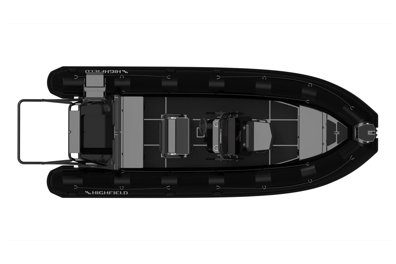 Manufacturer Provided Image: Top view of 2025 Highfield Patrol 600 boat, black and sleek design.