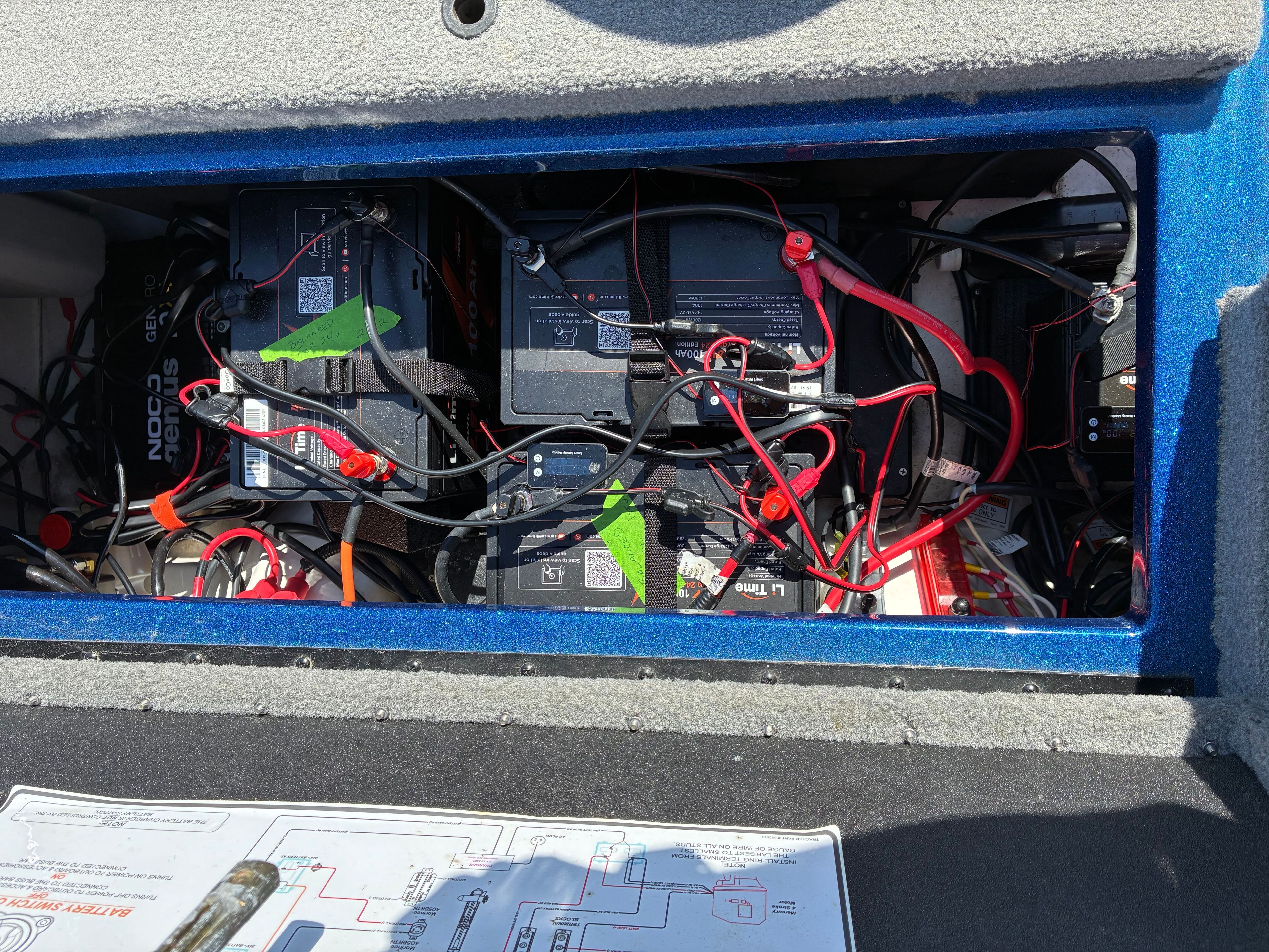 Battery compartment of 2024 Nitro Z18 Pro with wiring.