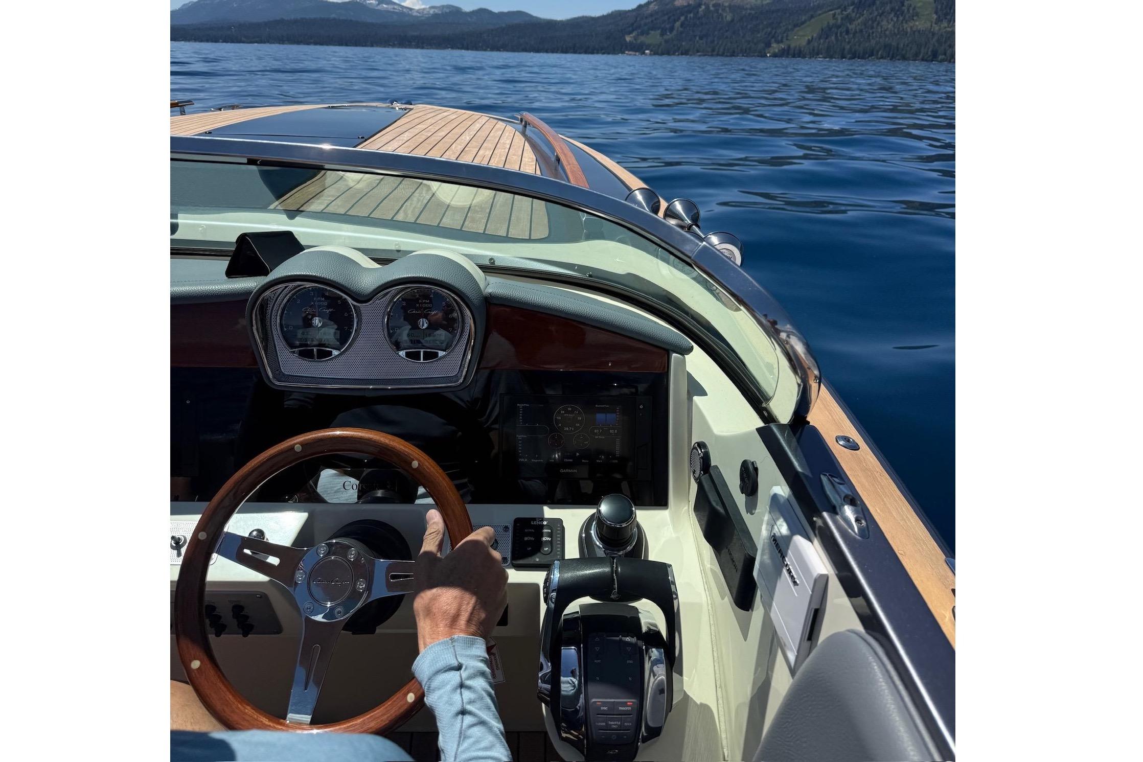 2021 Chris-Craft Corsair 34 on a lake.