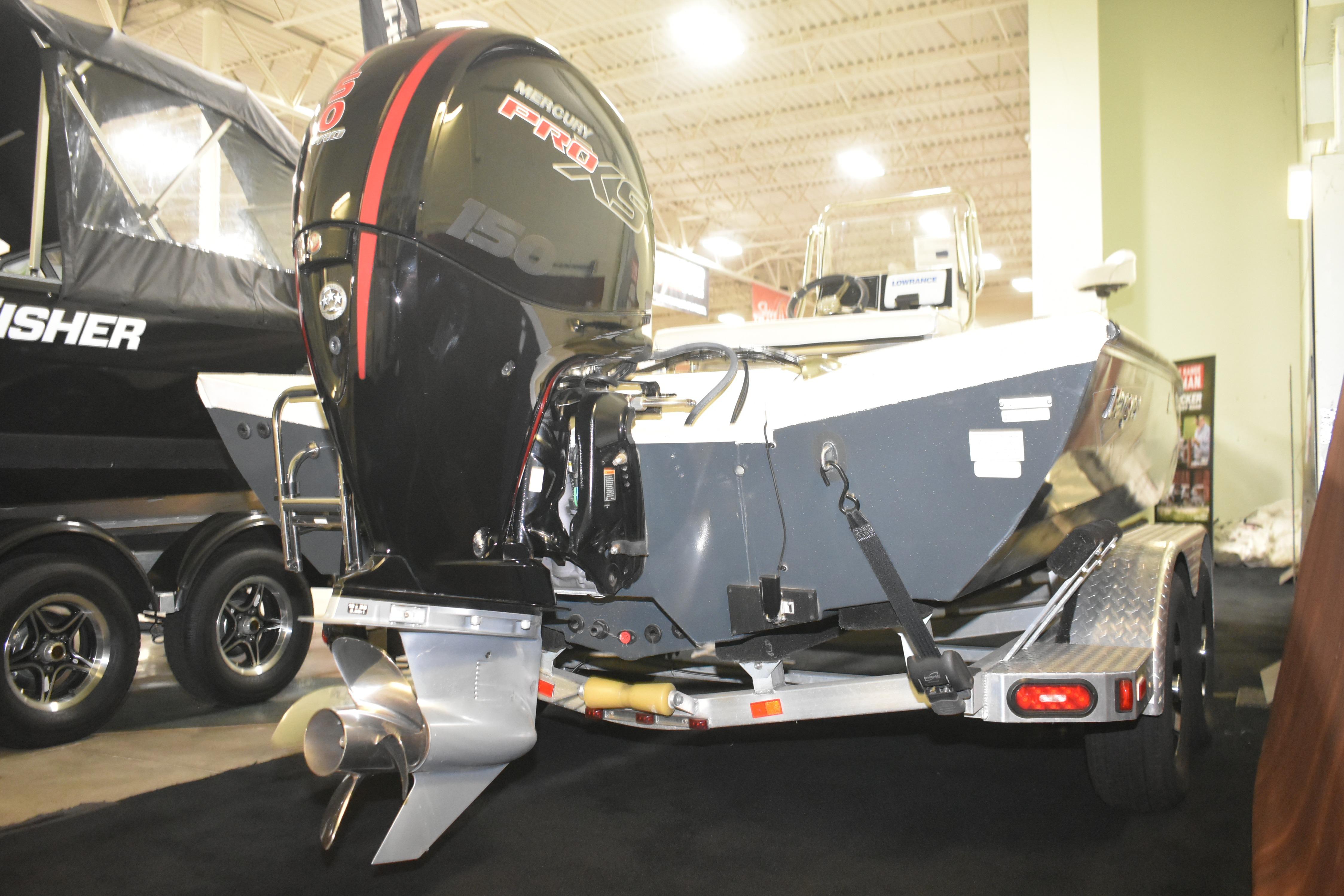 2024 Ranger RB200 boat with Mercury 150 Pro XS engine on display.