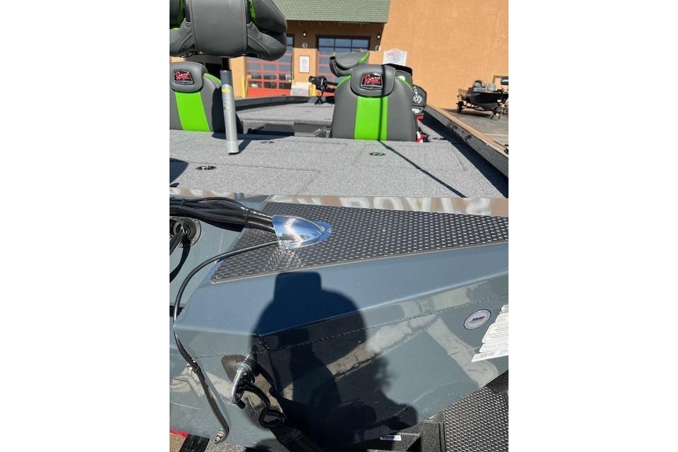 2026 Ranger RT198P boat interior with green-accented seats and modern design.